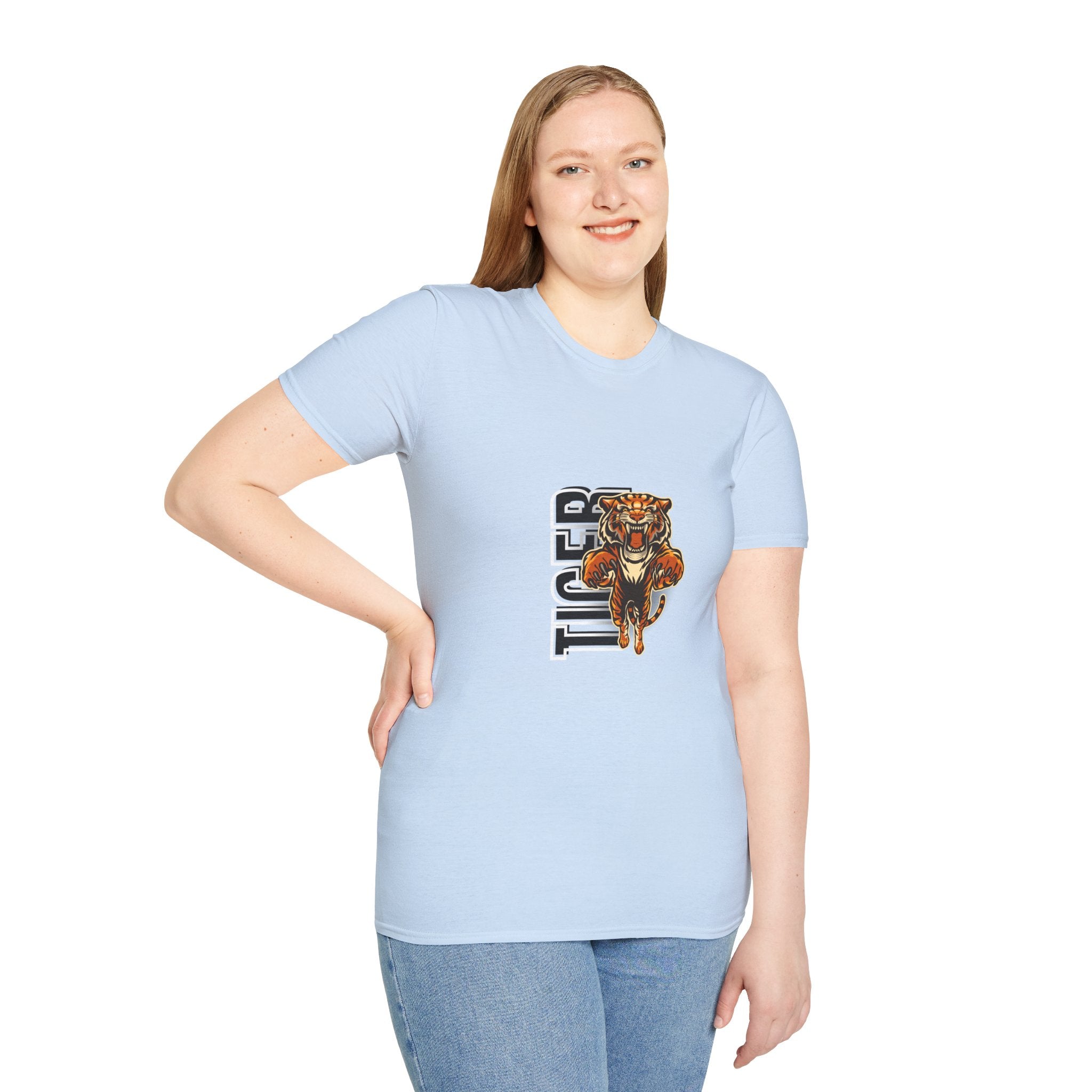 Tiger Graphic T-Shirt – Fierce Roaring Tiger Vertical Text Design