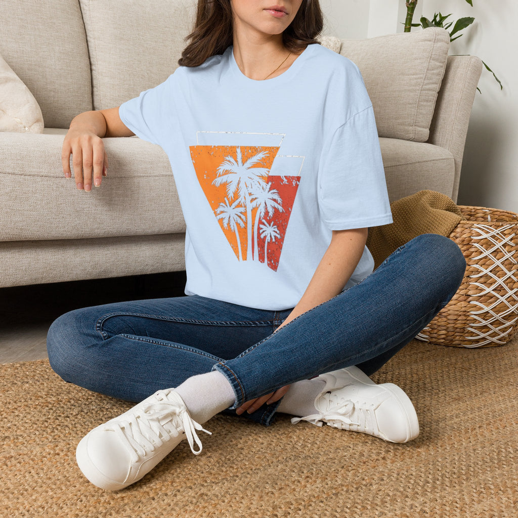 Vintage Palm Triangle T‑Shirt — Retro Sunset Beach Tee