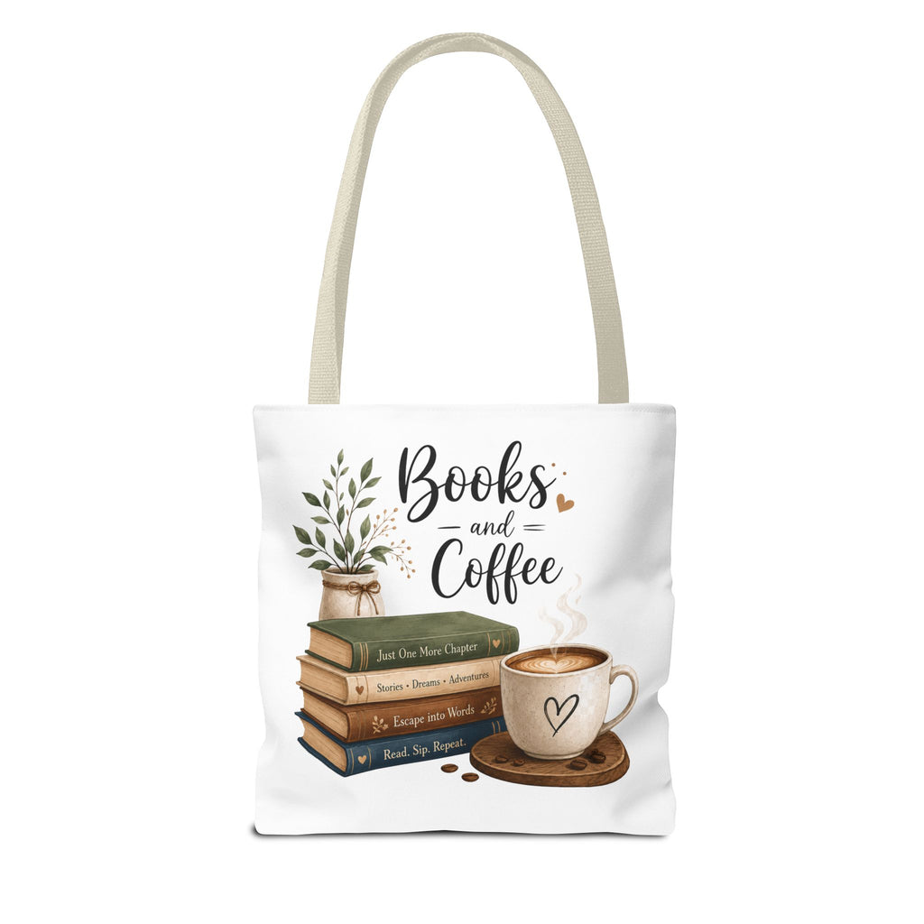 Books and Coffee Tote Bag — Book Lover Canvas Tote