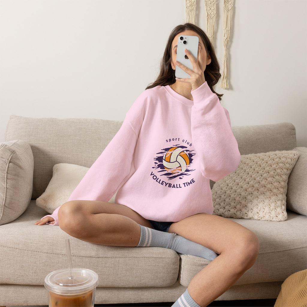Volleyball Time Crewneck Sweatshirt — Sport Club Graphic Pullover