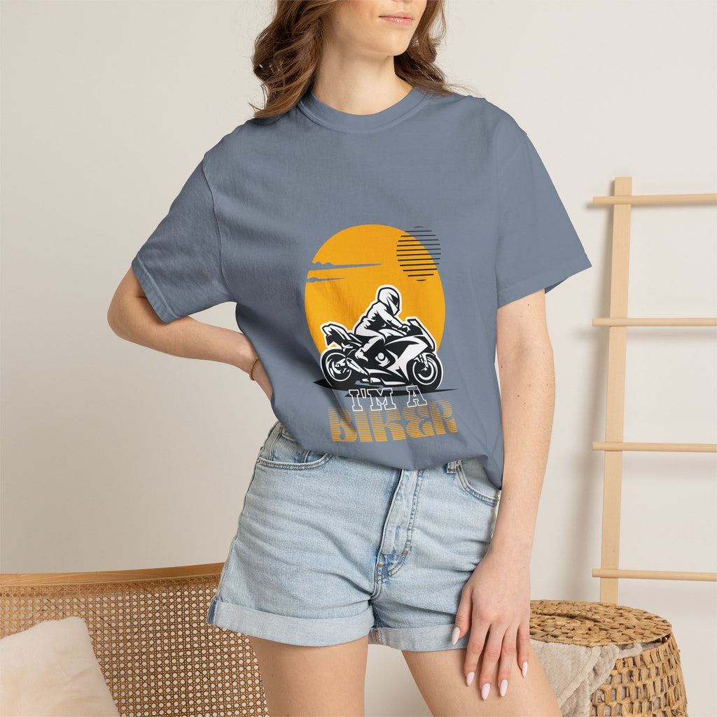 Motorcycle Rider T-Shirt — Retro Sunset Biker Graphic
