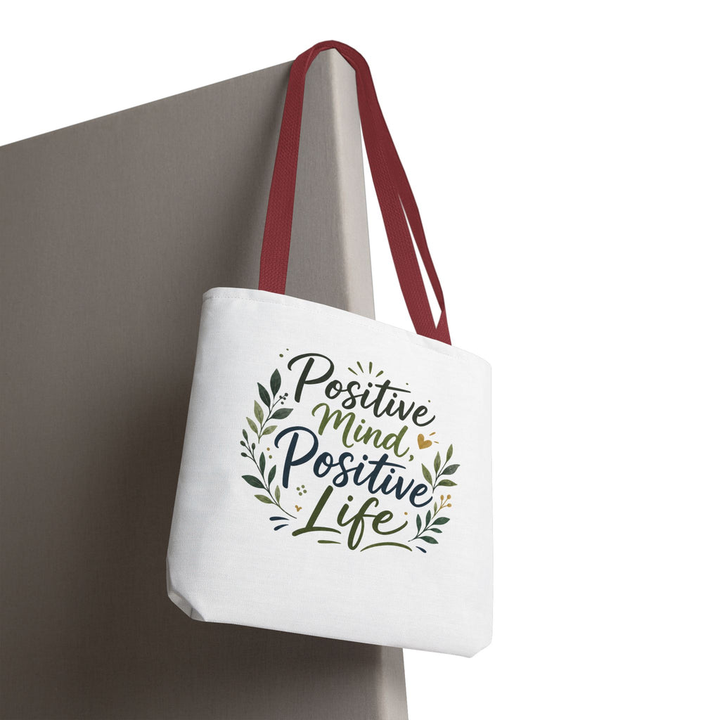 Positive Mind, Positive Life Tote Bag — Inspirational Floral Canvas Shopper