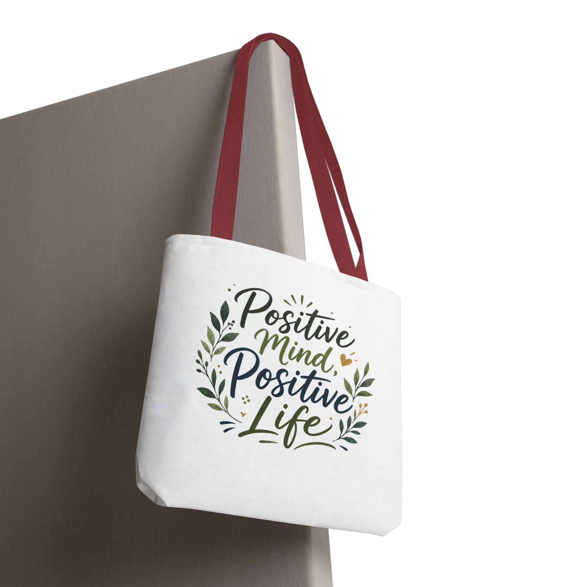 Positive Mind, Positive Life Tote Bag — Inspirational Floral Canvas Shopper