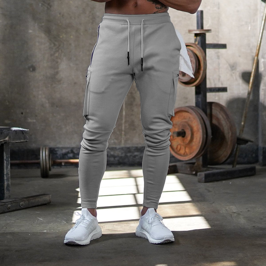 Cross-Border Men's Casual Versatile Sports Overalls Cotton Running Fitness Camouflage Trousers Zipper Decorative Trousers