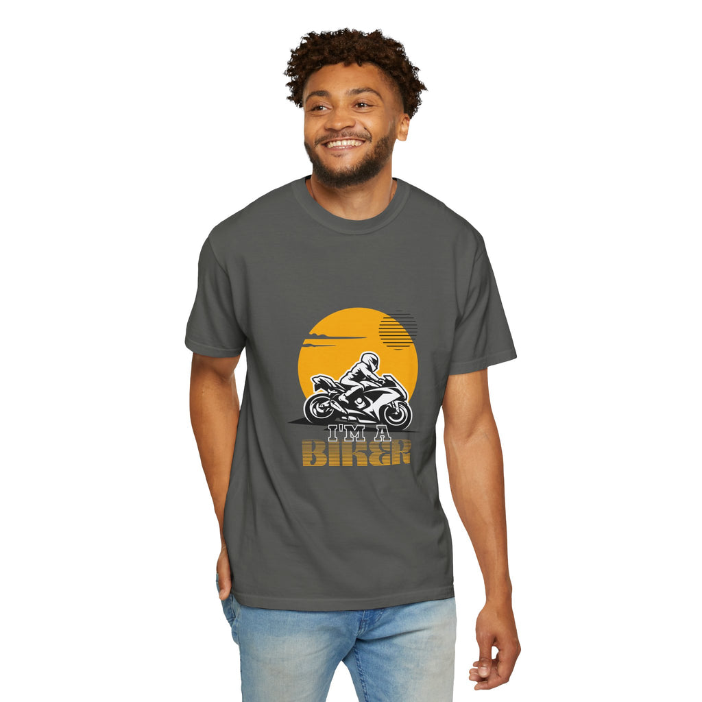 Motorcycle Rider T-Shirt — Retro Sunset Biker Graphic