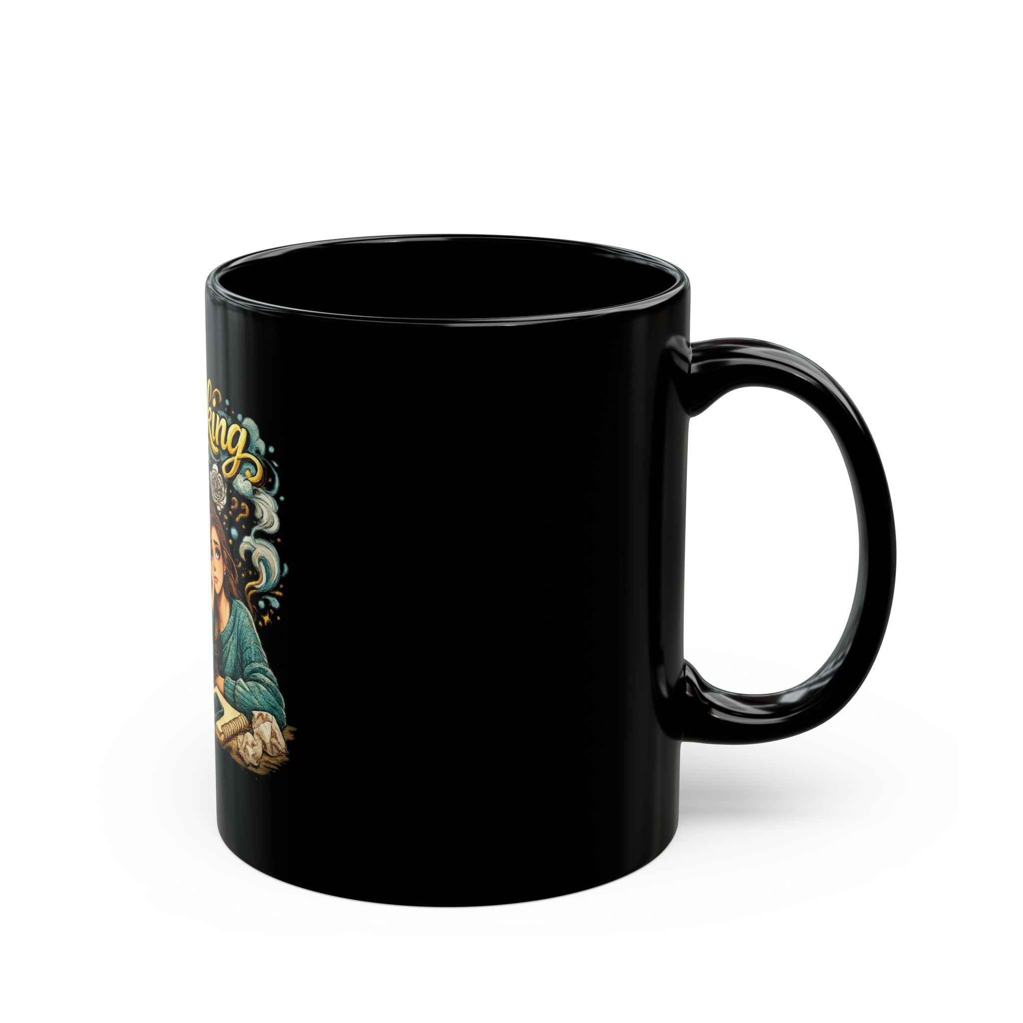 Overthinking Loading Please Wait Coffee Mug — Black Ceramic 11oz/15oz