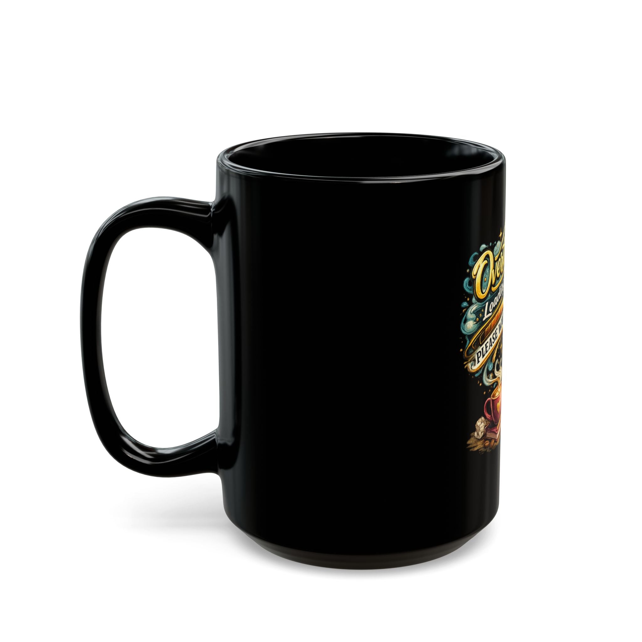 Overthinking Loading Please Wait Coffee Mug — Black Ceramic 11oz/15oz
