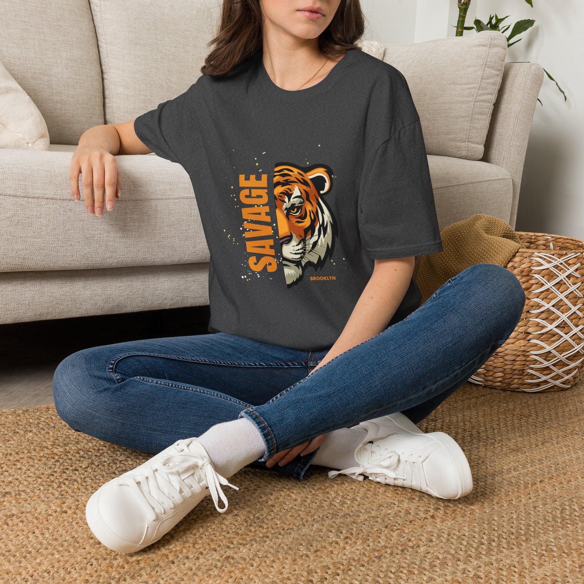 T-shirt graphique tigre sauvage — T-shirt vintage audacieux à tête de tigre