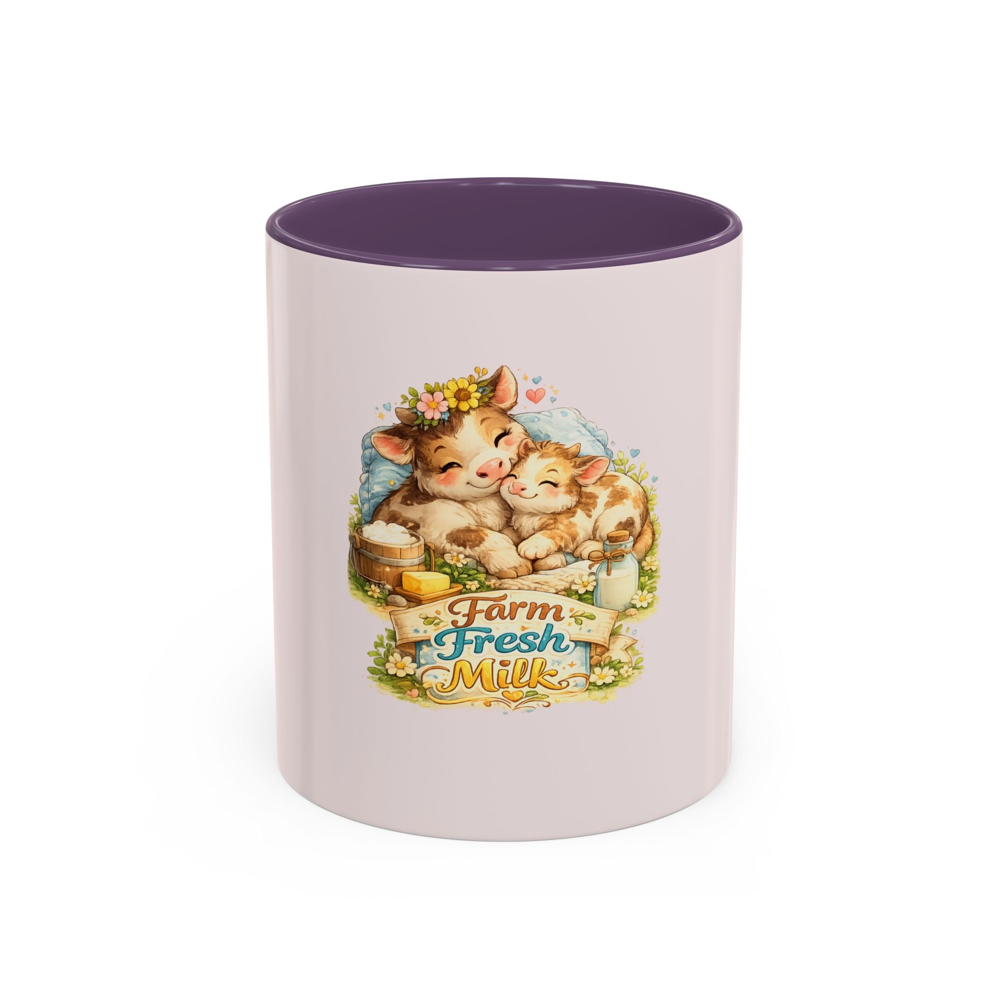 Farm Fresh Milk Coffee Mug — Cute Vintage Kittens Illustration (Accent 11/15oz)
