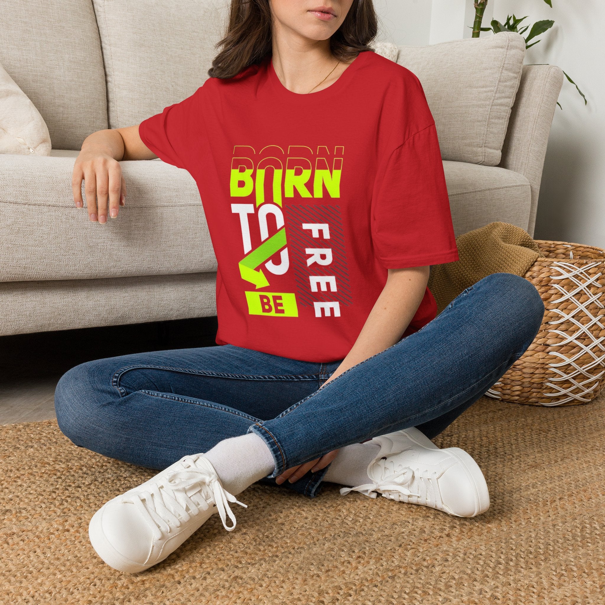 T-Shirt — Born To Be Free Neon Graphic Tee