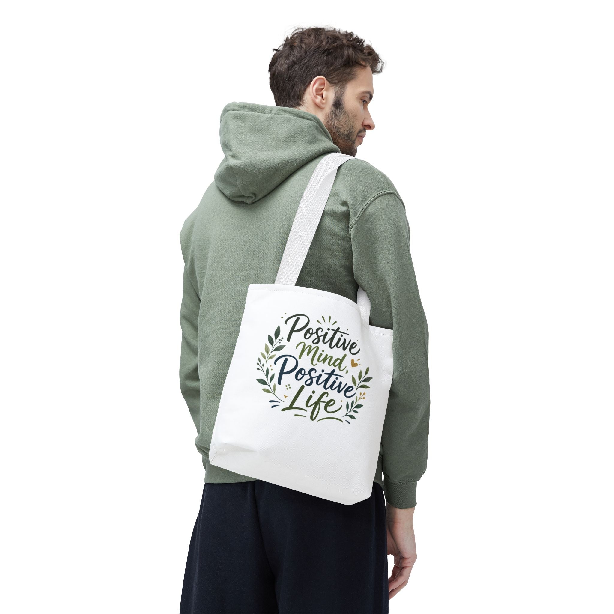 Positive Mind, Positive Life Tote Bag — Inspirational Floral Canvas Shopper