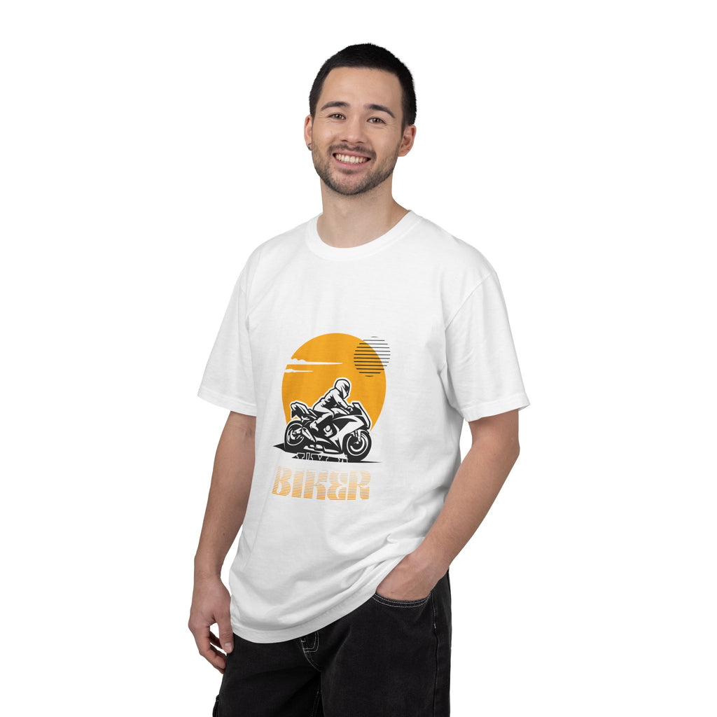 Motorcycle Rider T-Shirt — Retro Sunset Biker Graphic