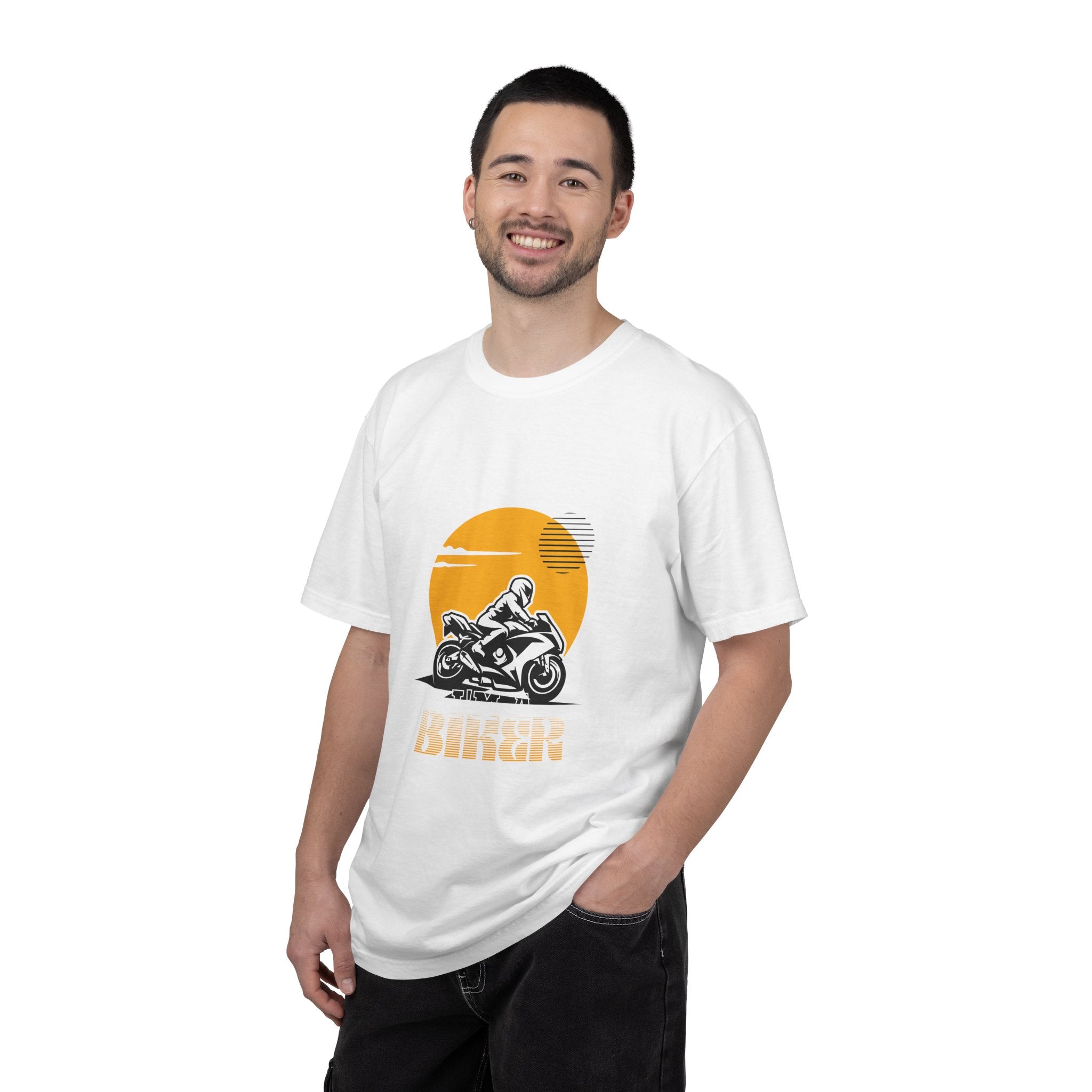 Motorcycle Rider T-Shirt — Retro Sunset Biker Graphic