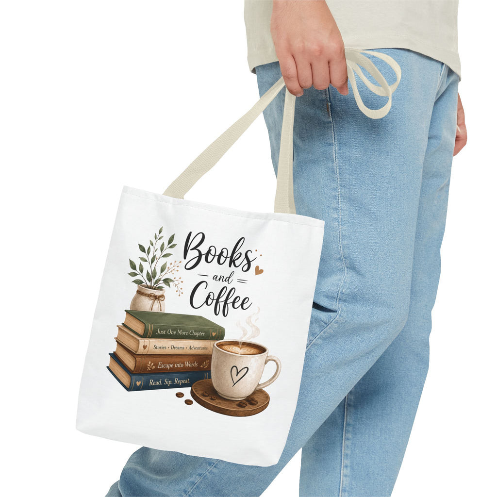 Books and Coffee Tote Bag — Book Lover Canvas Tote