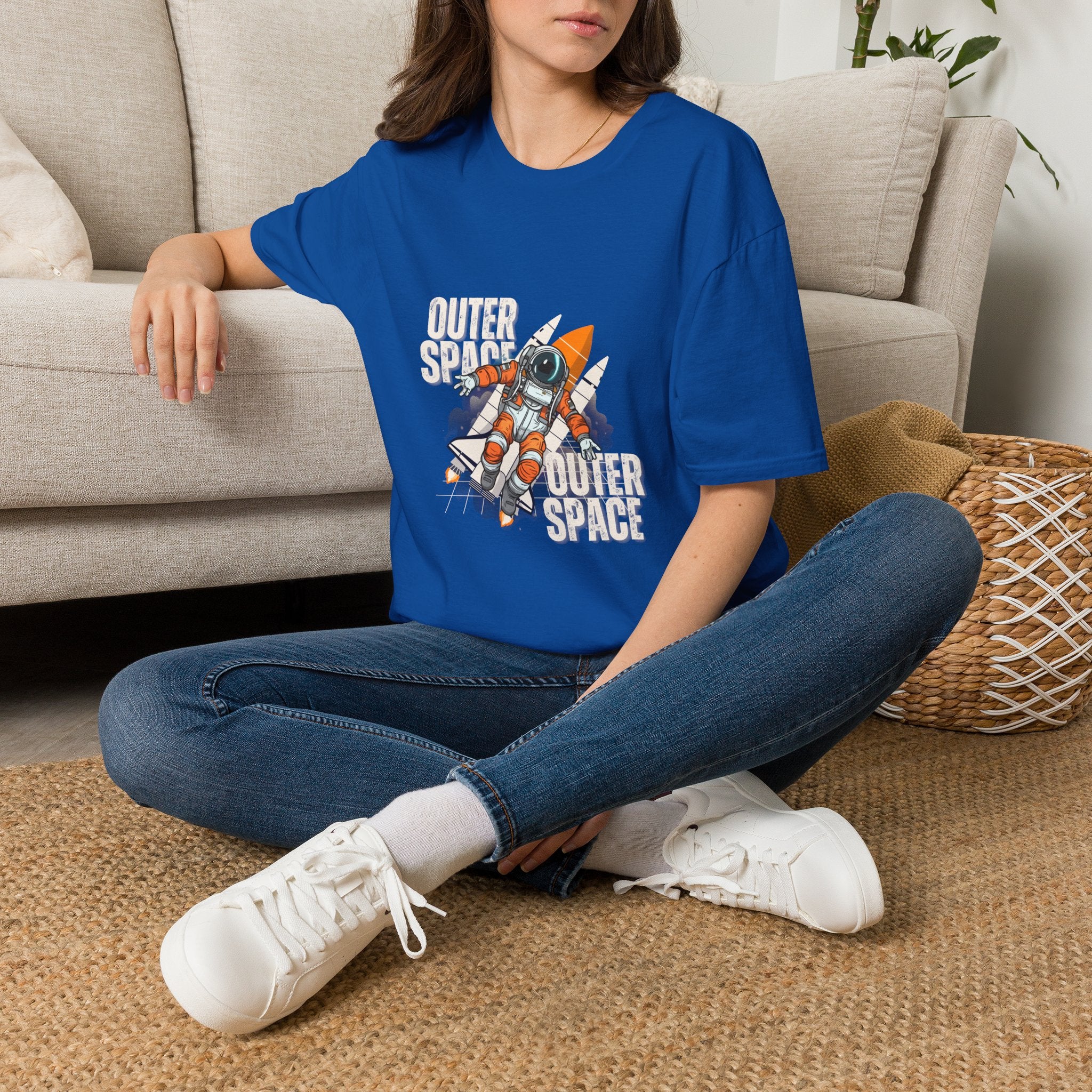 Outer Space Rocket Astronaut Tee — Retro Orange Space Shuttle T-Shirt