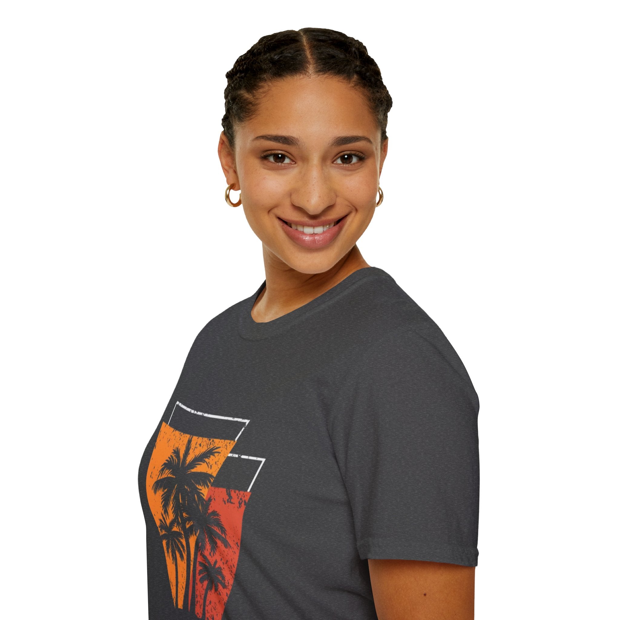 Vintage Palm Triangle T‑Shirt — Retro Sunset Beach Tee