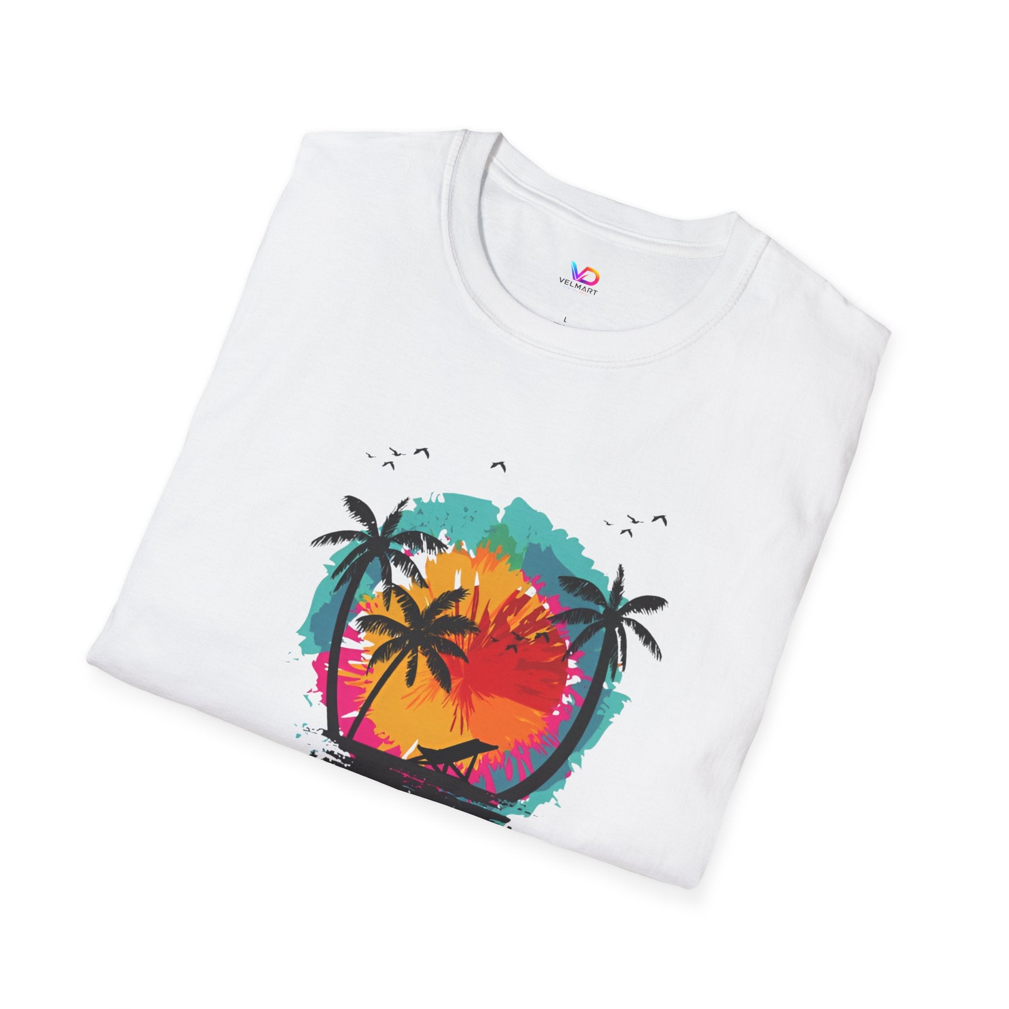 Summer Vibes T-Shirt — "Enjoy the Summer" Tropical Palm Sunset Tee