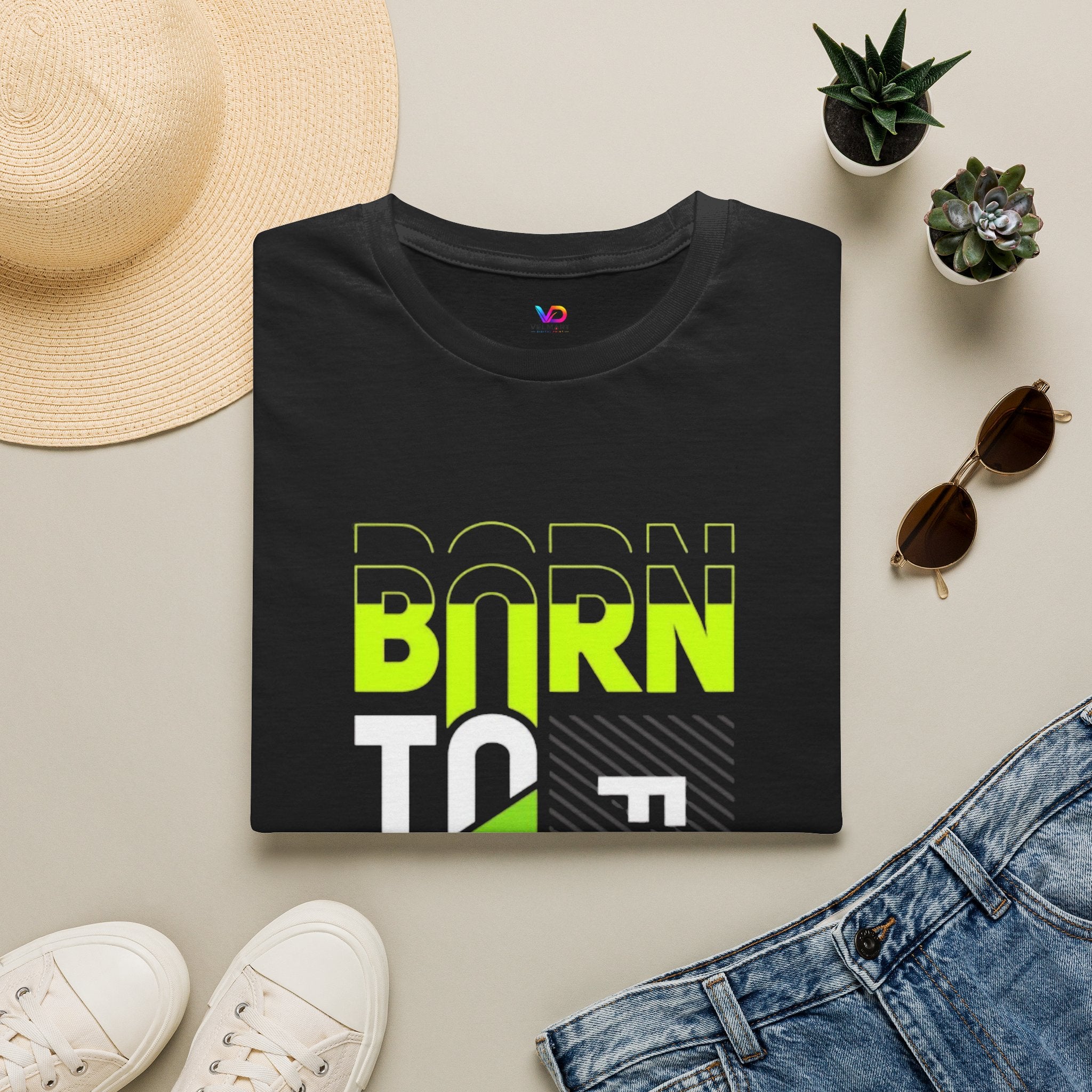T-Shirt — Born To Be Free Neon Graphic Tee