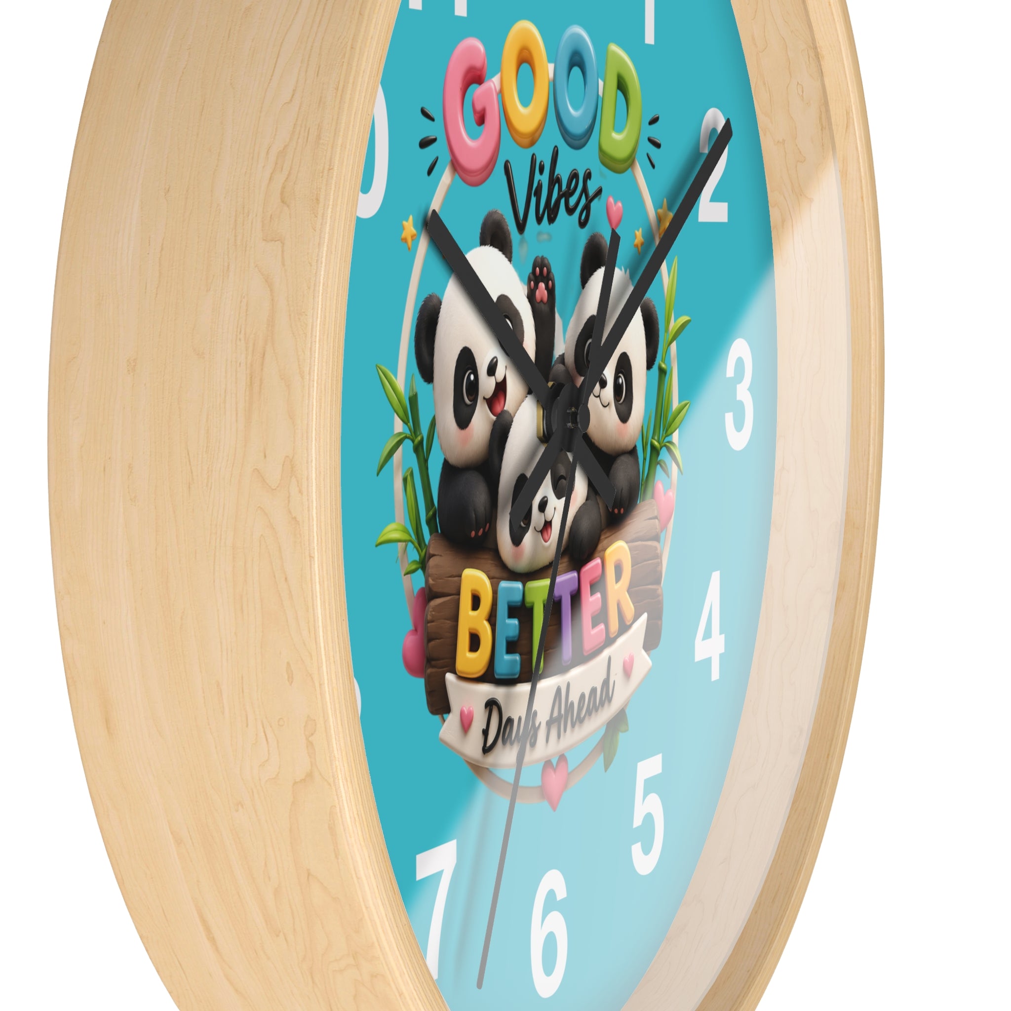 Good Vibes Panda Wall Clock — "Better Days Ahead" Positive Decor