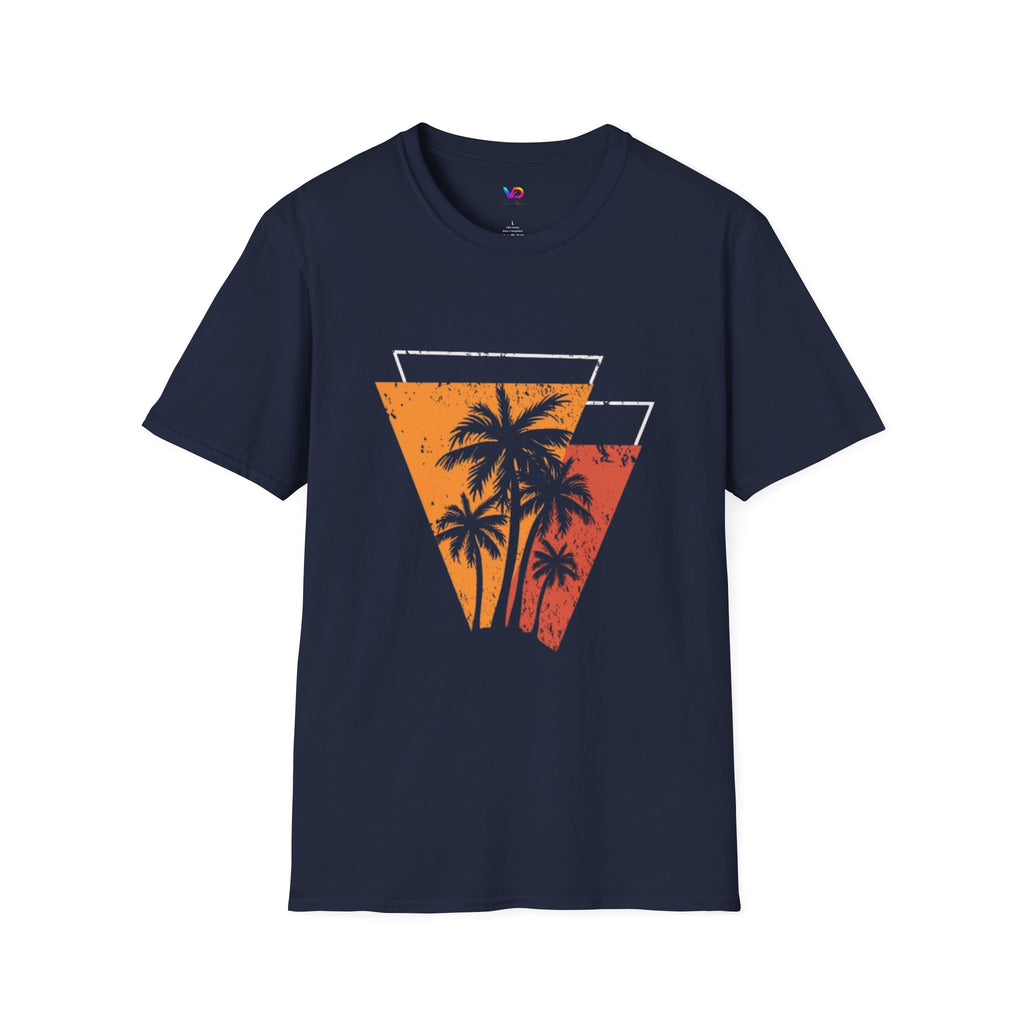 Vintage Palm Triangle T‑Shirt — Retro Sunset Beach Tee