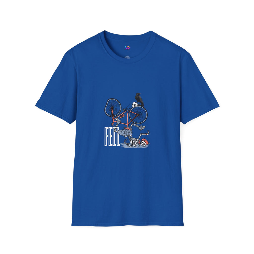 T-Shirt — Vintage Bike Crash Illustration with Crow (whimsical urban cycling tee)