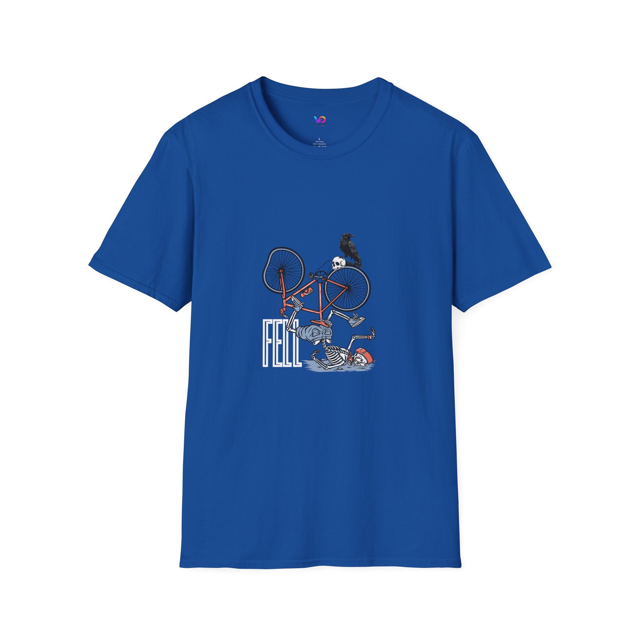 T-Shirt — Vintage Bike Crash Illustration with Crow (whimsical urban cycling tee)