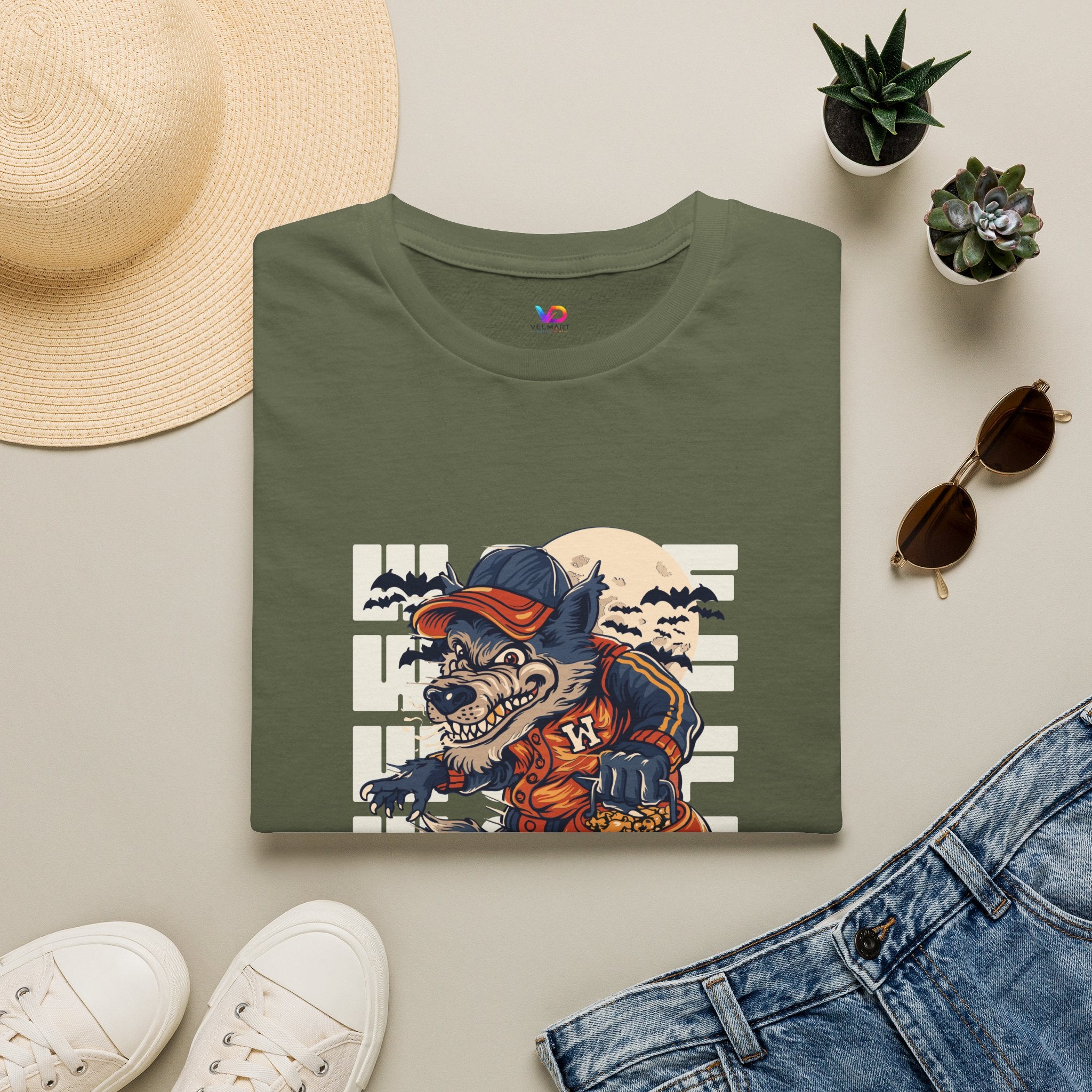 Halloween Skateboarder Skeleton T-Shirt — Spooky Pumpkin & Bats Graphic Tee