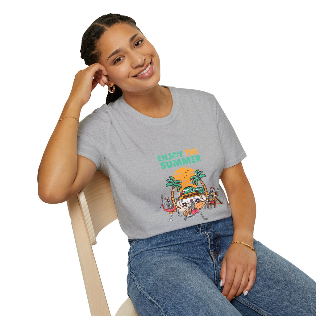 Summer Beach T-Shirt — "Enjoy The Summer" Palm Tree Surf Graphic