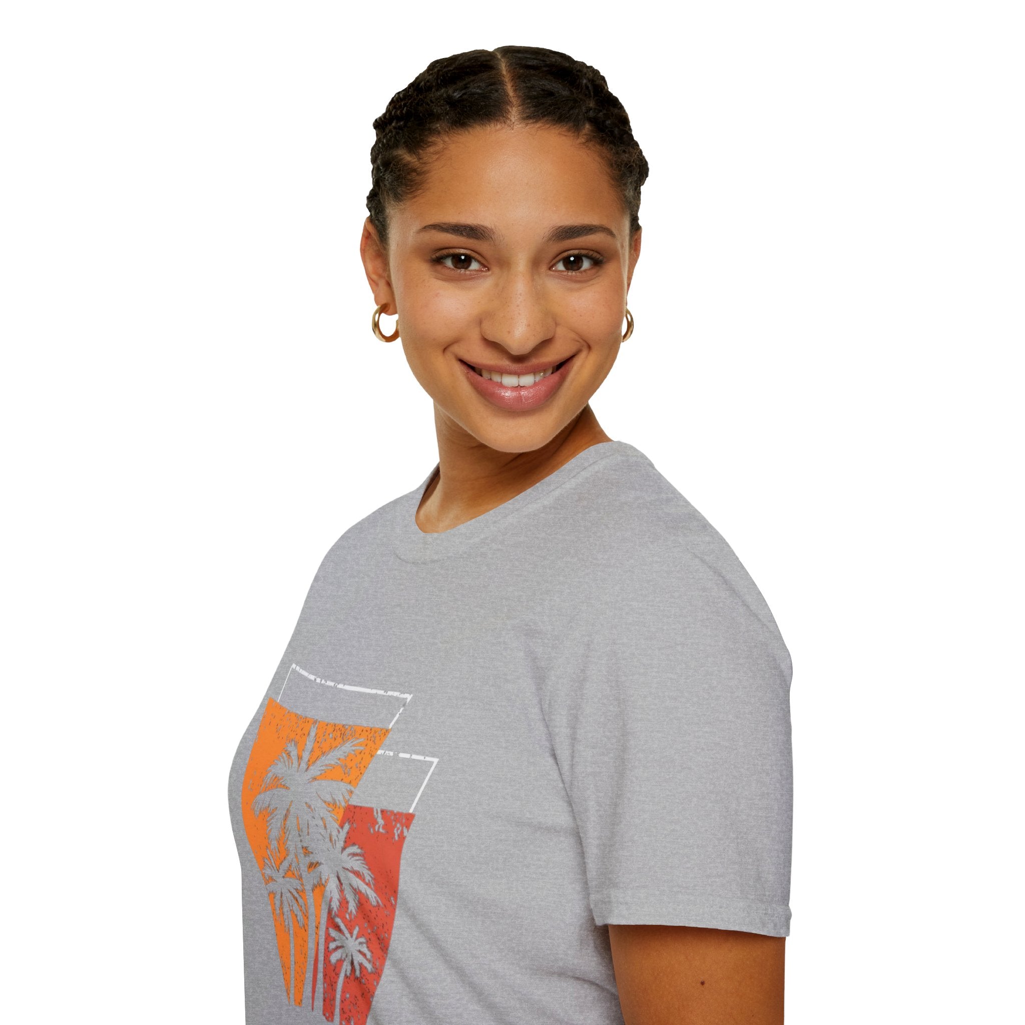 Vintage Palm Triangle T‑Shirt — Retro Sunset Beach Tee