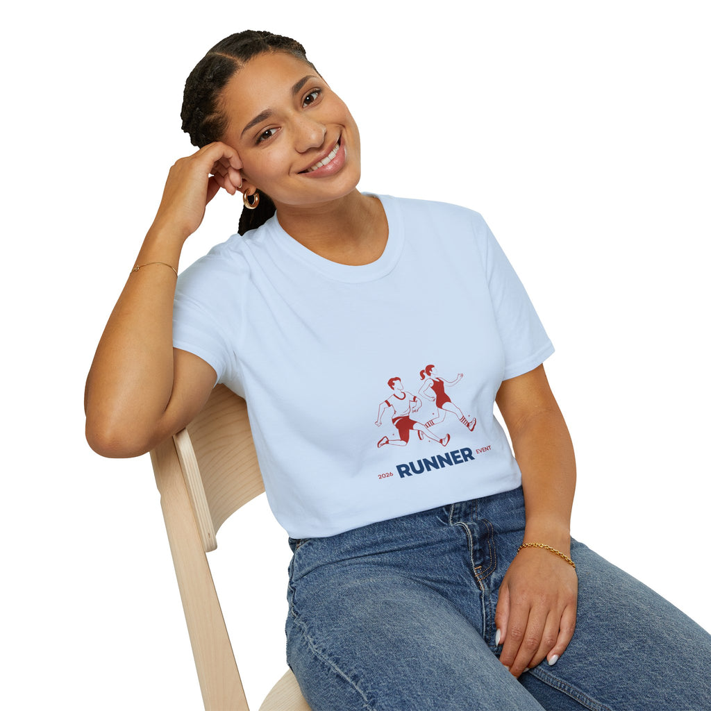 Runner Graphic Tee — Retro Couple Jogging Design