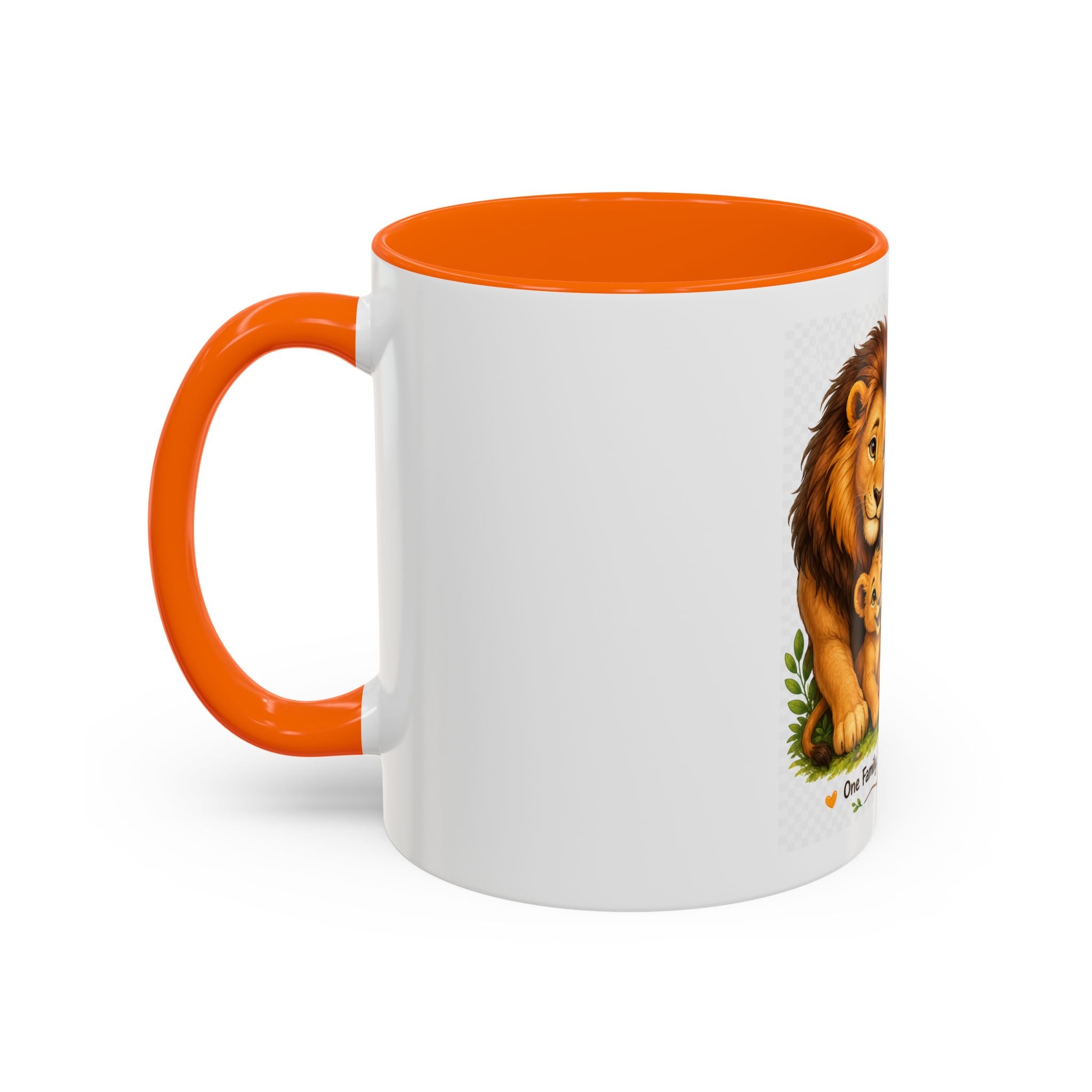Family Lion Coffee Mug — "Together We Are Strong, Love Grows Here" Accent Mug