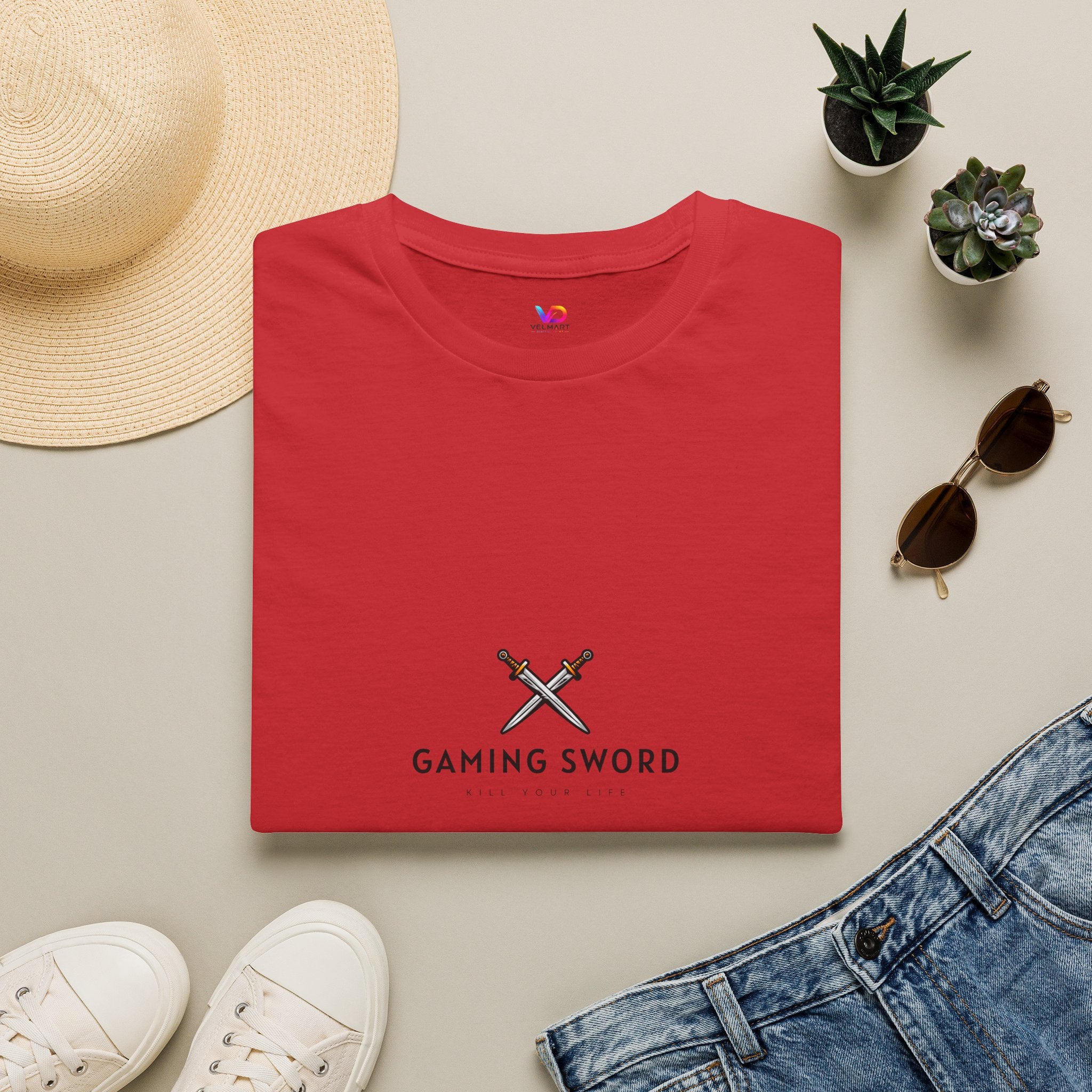 Gaming Sword T‑Shirt — Minimal Crossed Swords Logo Tee