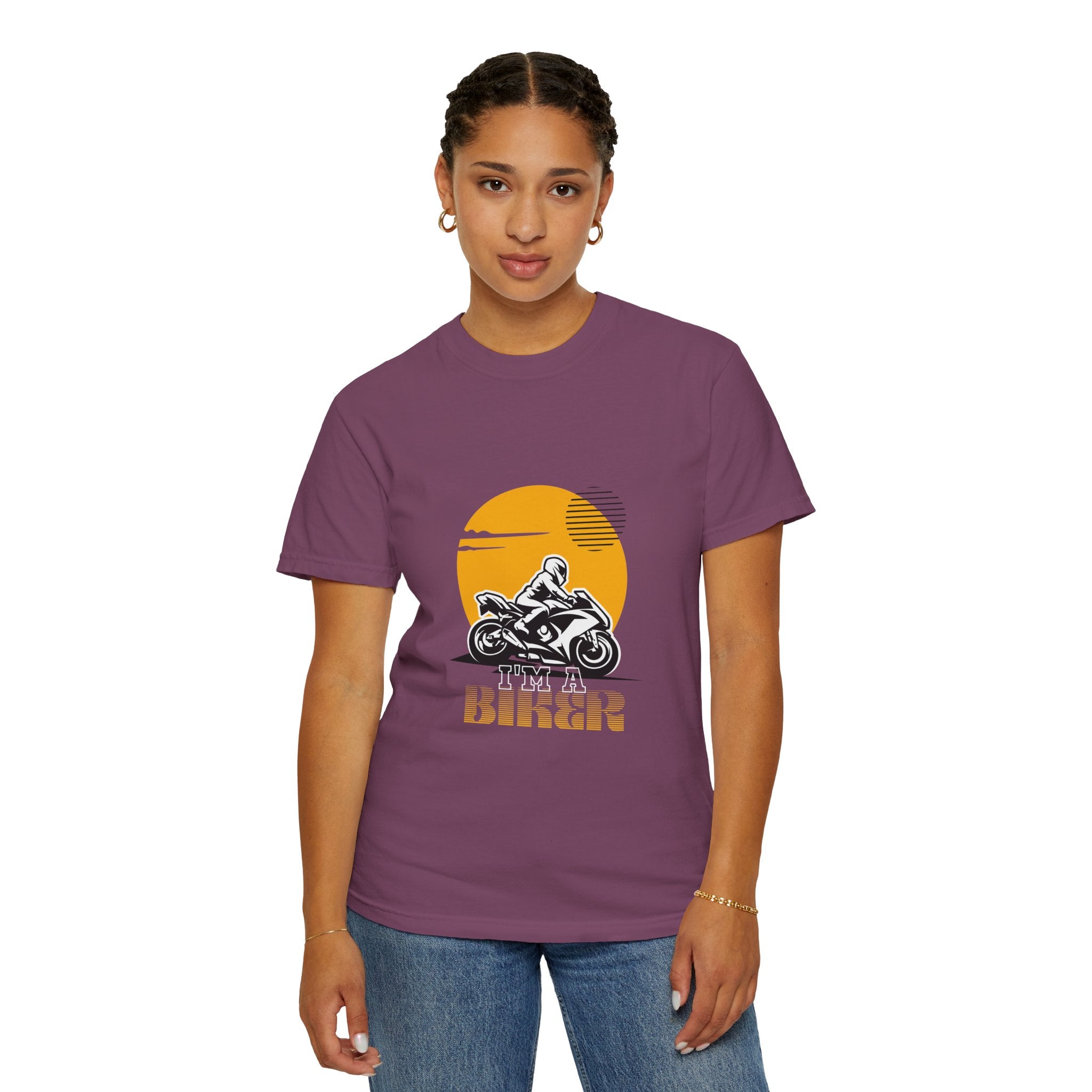 Motorcycle Rider T-Shirt — Retro Sunset Biker Graphic