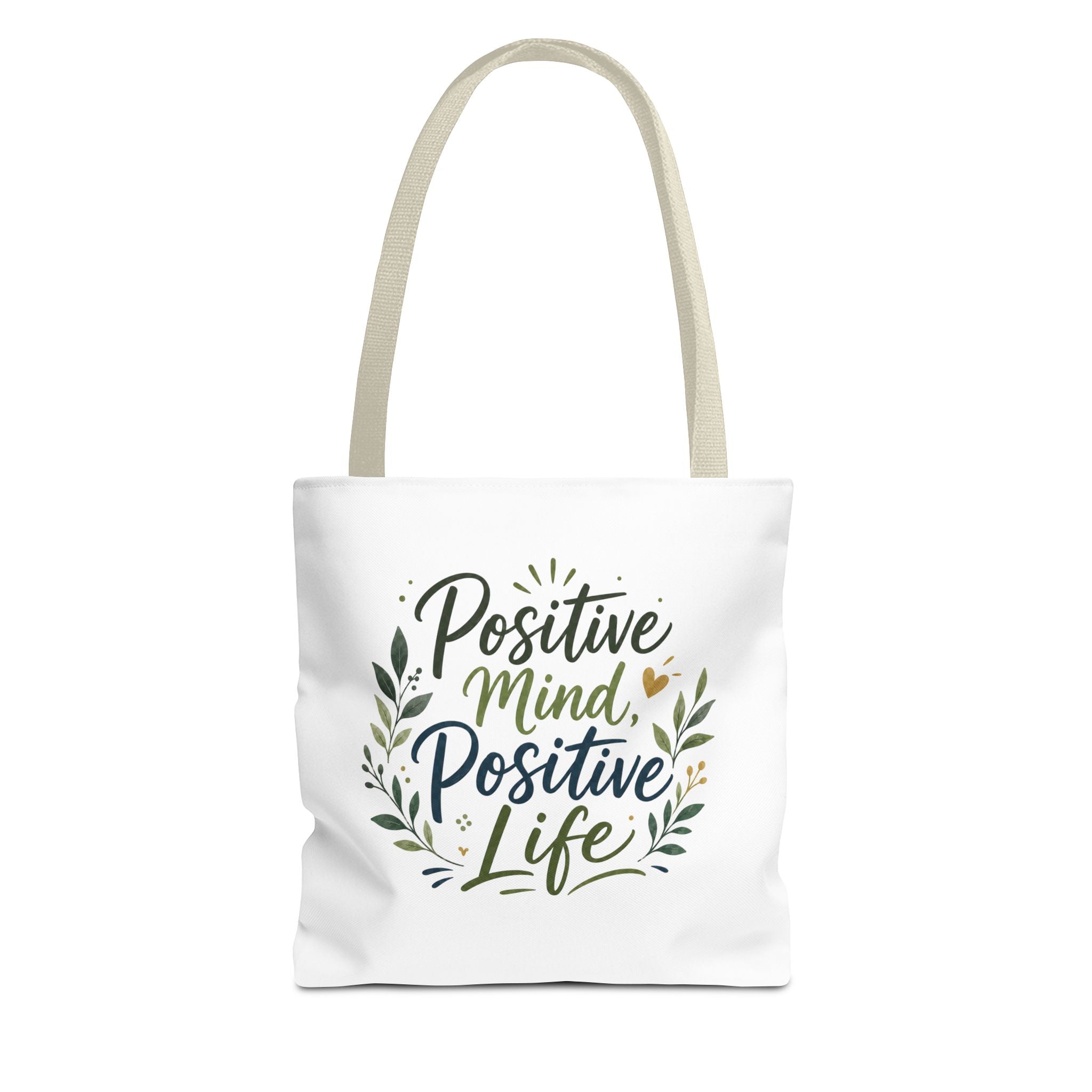 Positive Mind, Positive Life Tote Bag — Inspirational Floral Canvas Shopper
