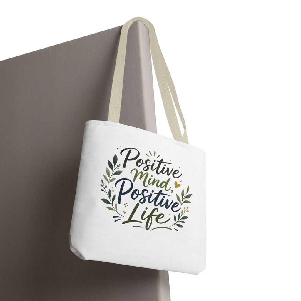 Positive Mind, Positive Life Tote Bag — Inspirational Floral Canvas Shopper