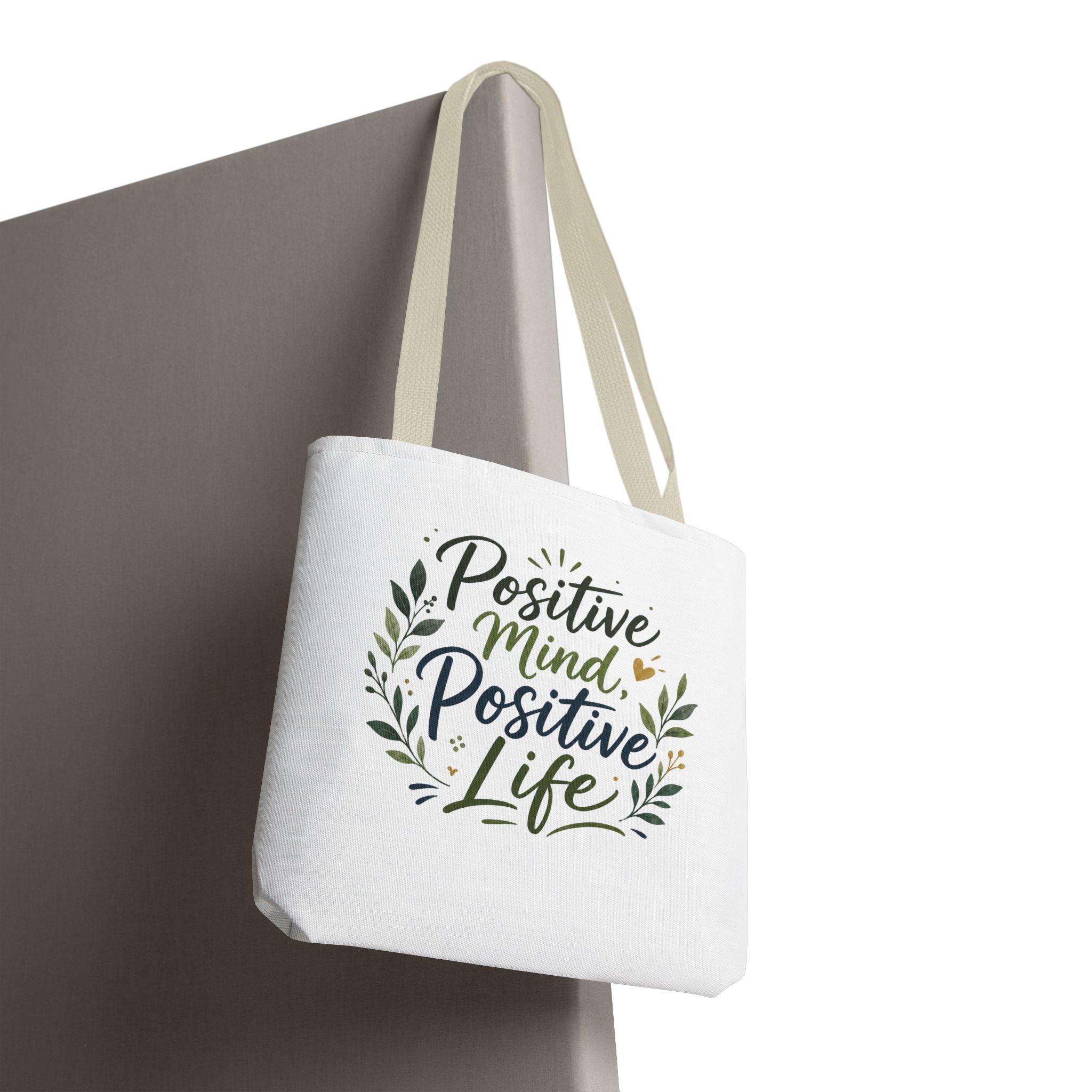 Positive Mind, Positive Life Tote Bag — Inspirational Floral Canvas Shopper