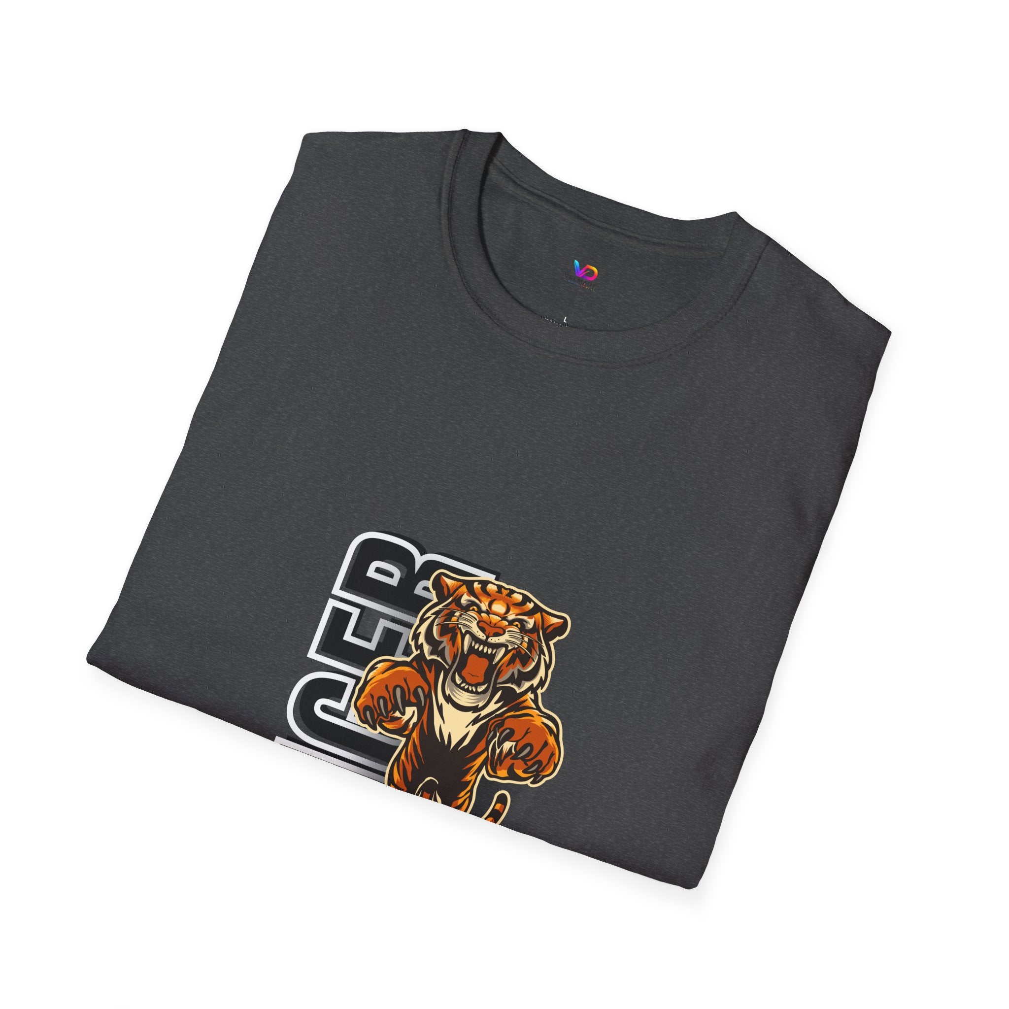 Tiger Graphic T-Shirt – Fierce Roaring Tiger Vertical Text Design