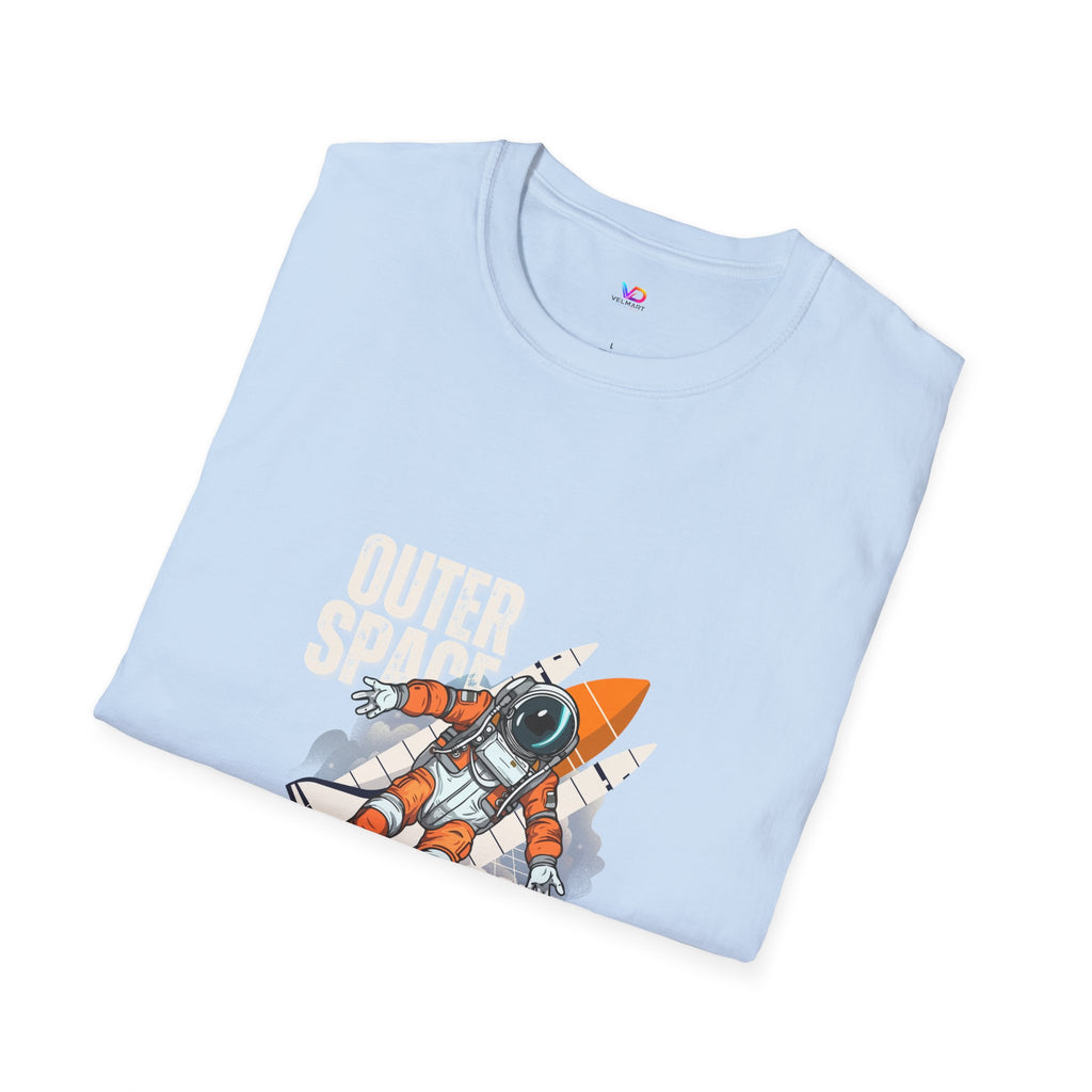 Outer Space Rocket Astronaut Tee — Retro Orange Space Shuttle T-Shirt
