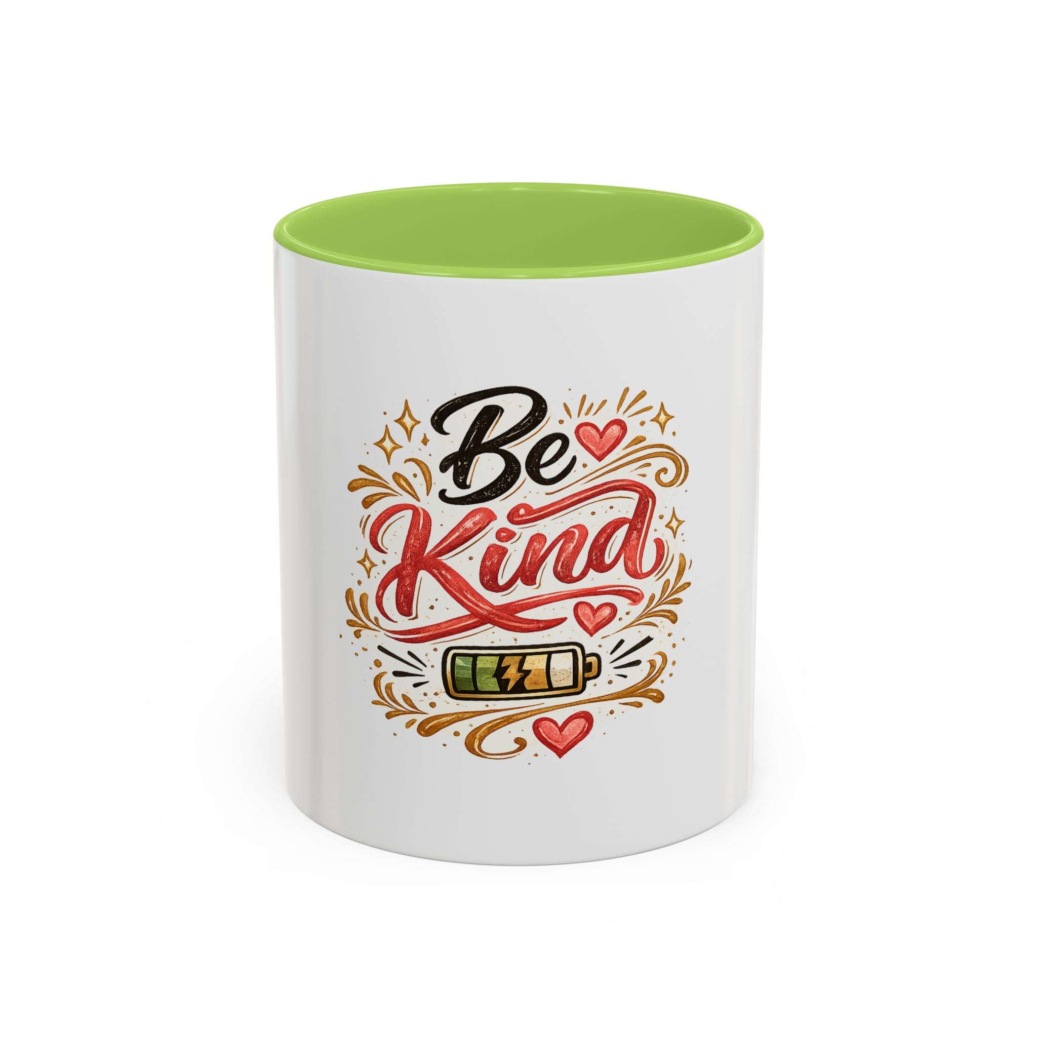 Be Kind Accent Coffee Mug — Inspirational White & Black Ceramic Mug (11/15oz)