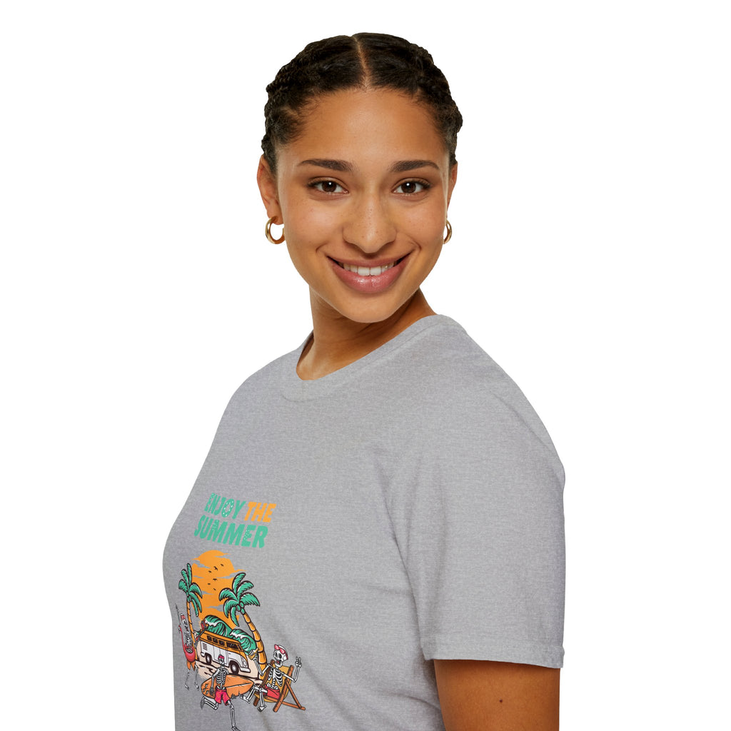 Summer Beach T-Shirt — "Enjoy The Summer" Palm Tree Surf Graphic