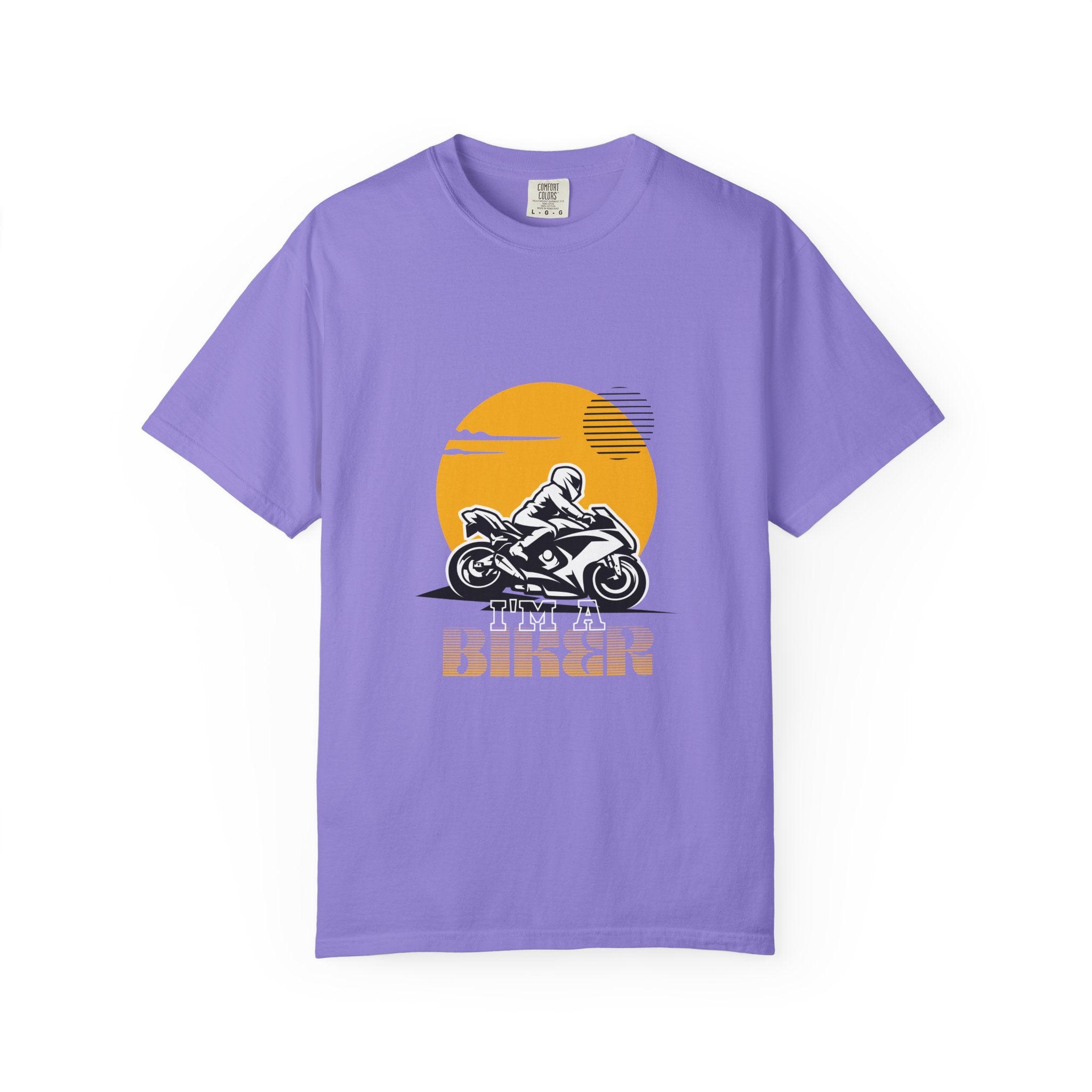 Motorcycle Rider T-Shirt — Retro Sunset Biker Graphic