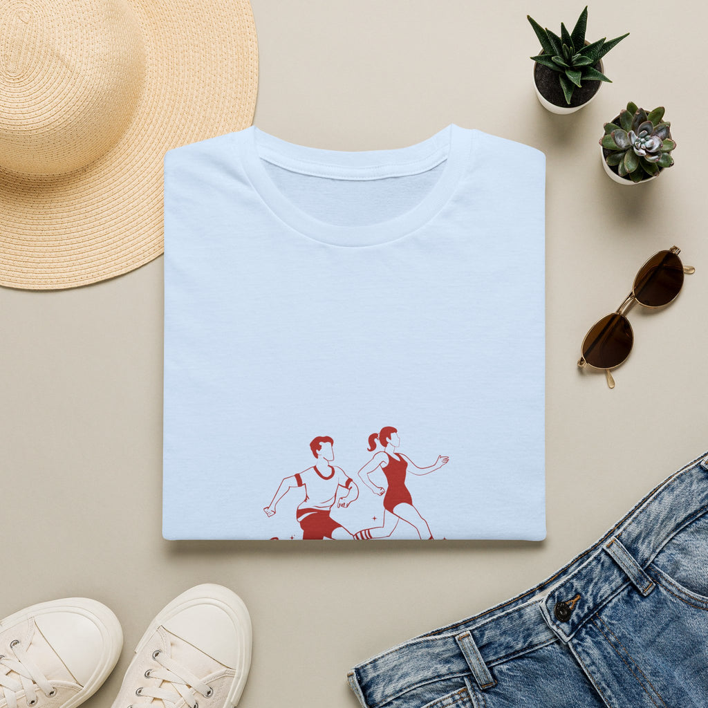 Runner Graphic Tee — Retro Couple Jogging Design