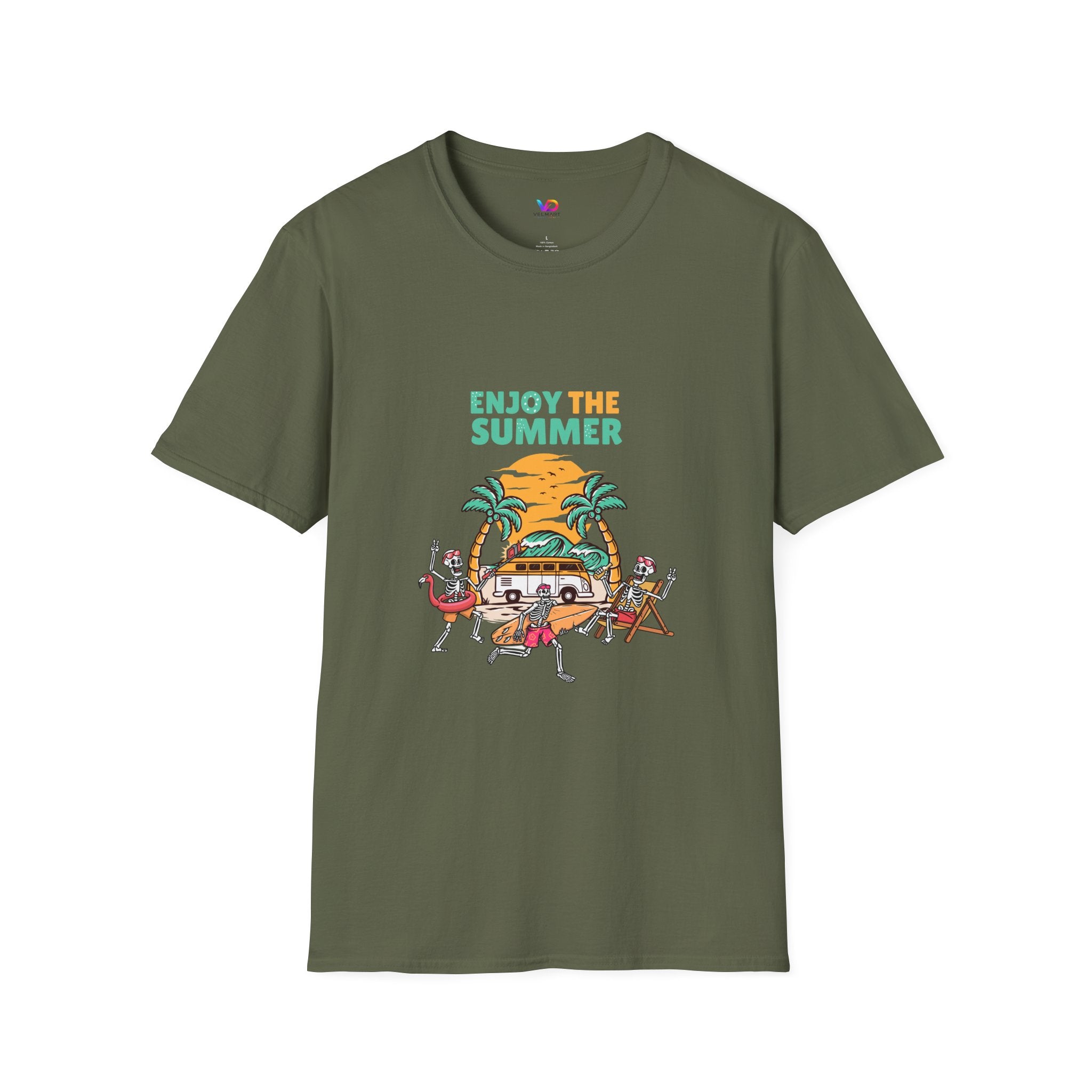 Summer Beach T-Shirt — "Enjoy The Summer" Palm Tree Surf Graphic