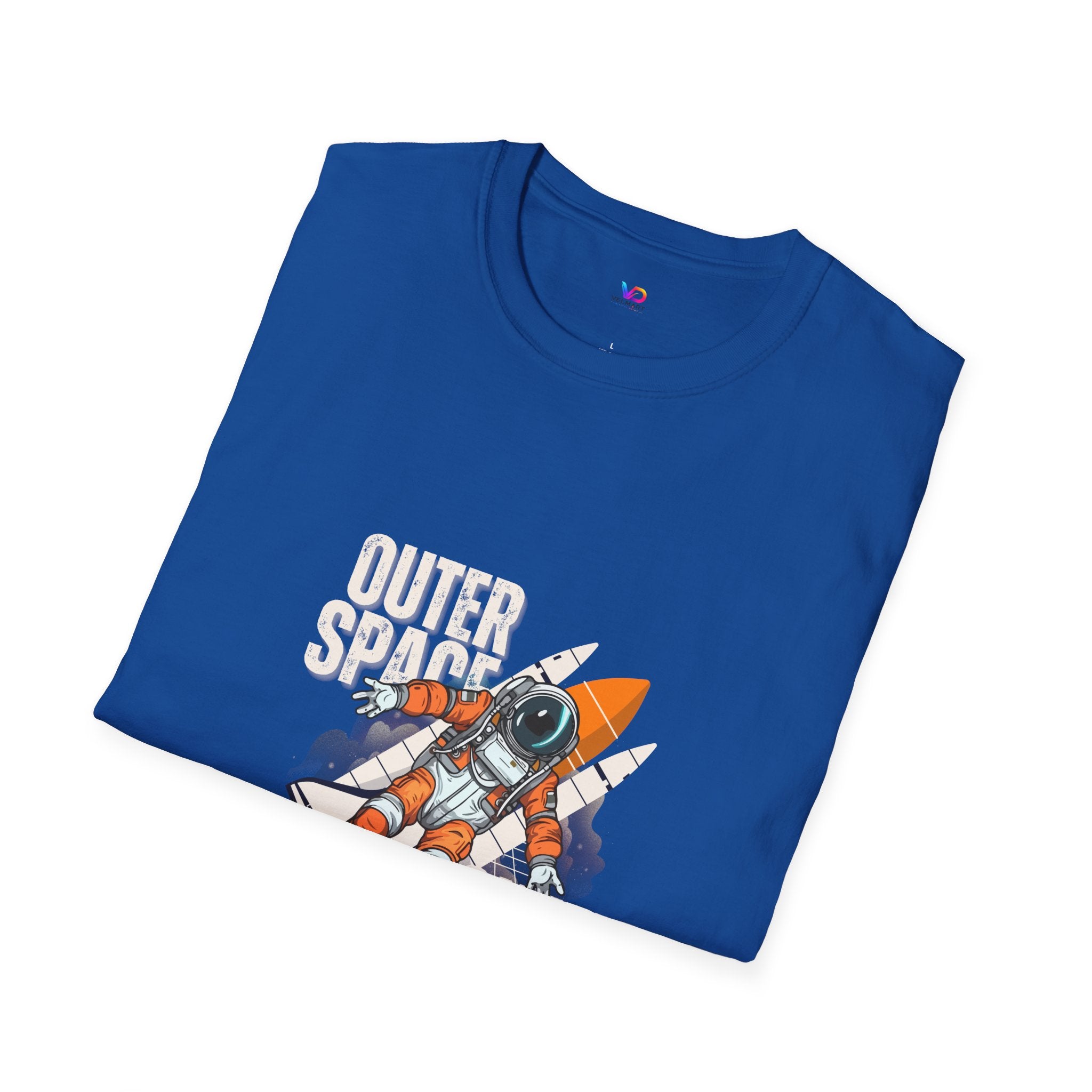 Outer Space Rocket Astronaut Tee — Retro Orange Space Shuttle T-Shirt