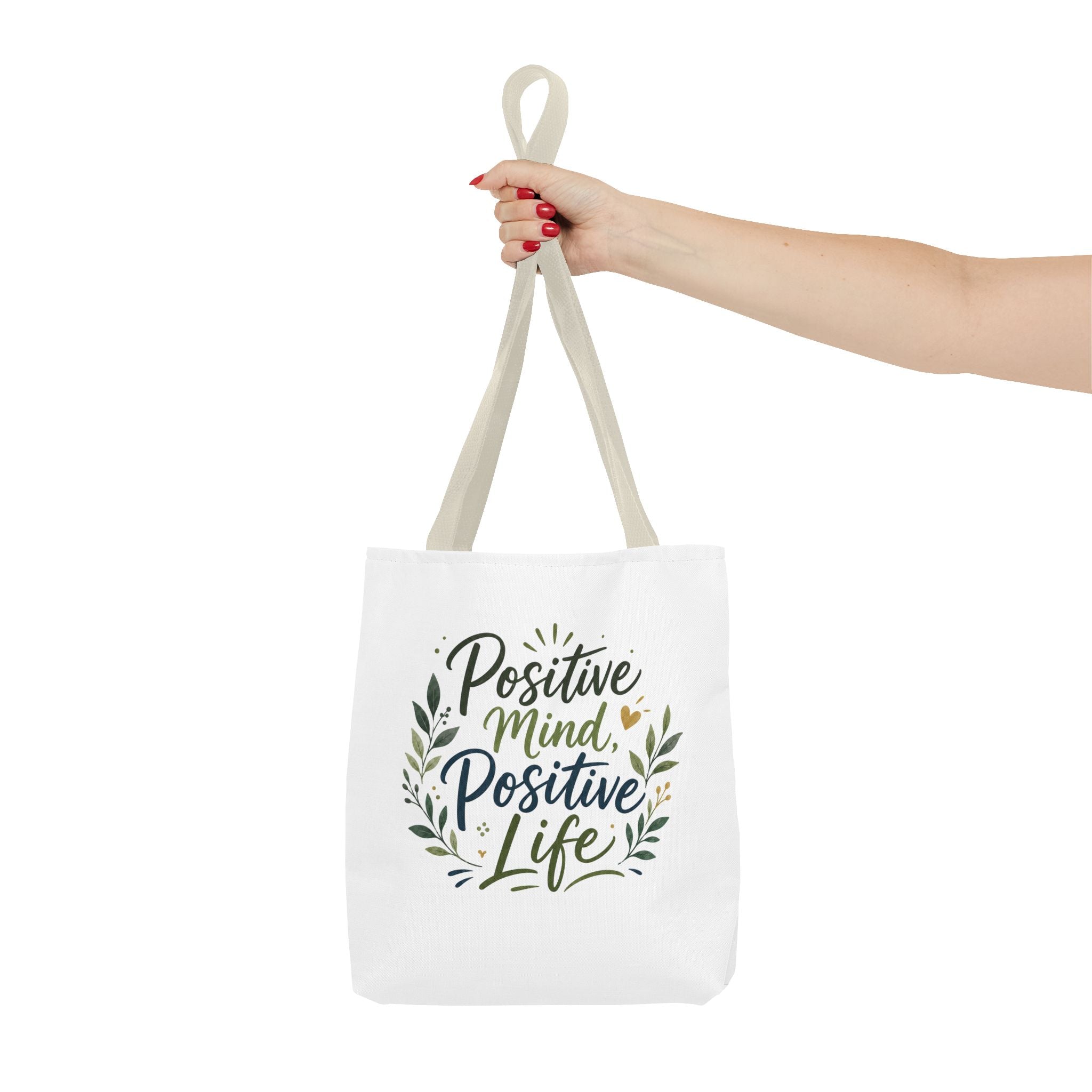 Positive Mind, Positive Life Tote Bag — Inspirational Floral Canvas Shopper