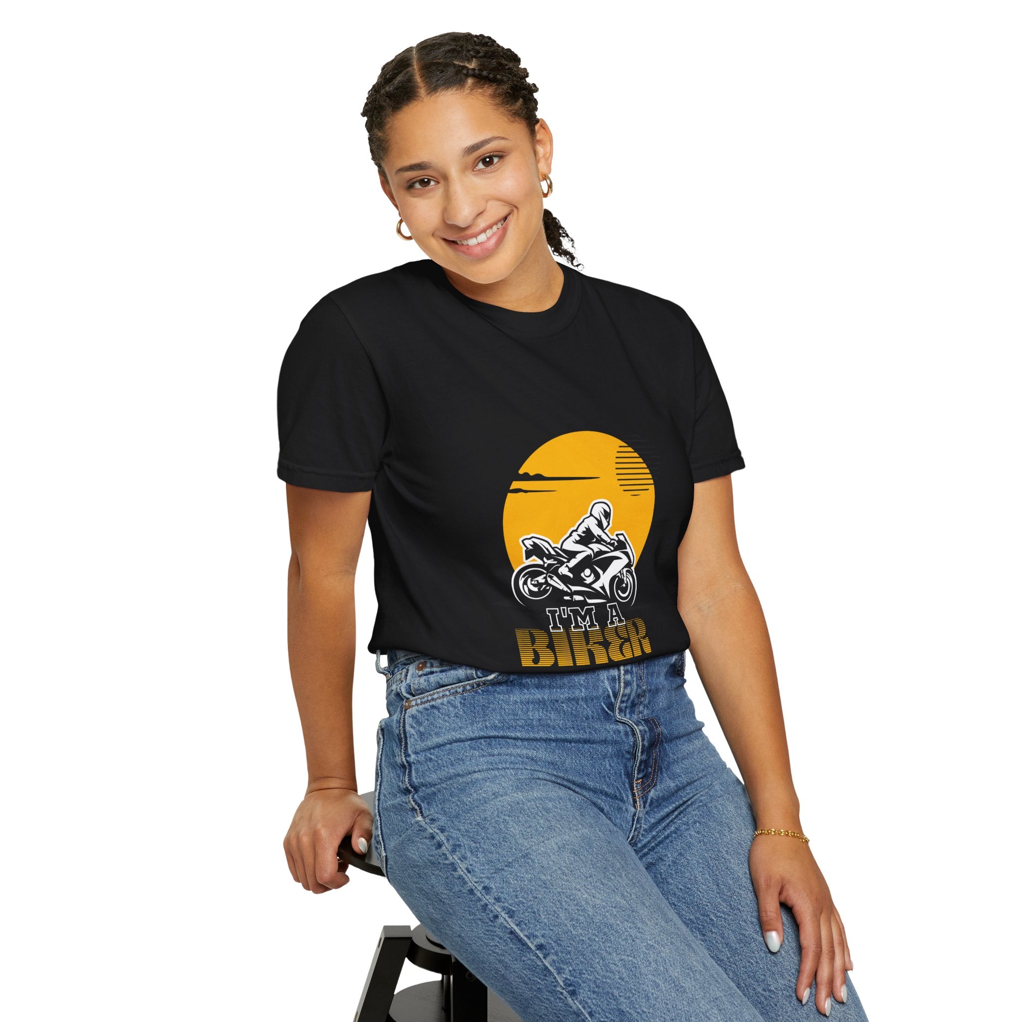 Motorcycle Rider T-Shirt — Retro Sunset Biker Graphic