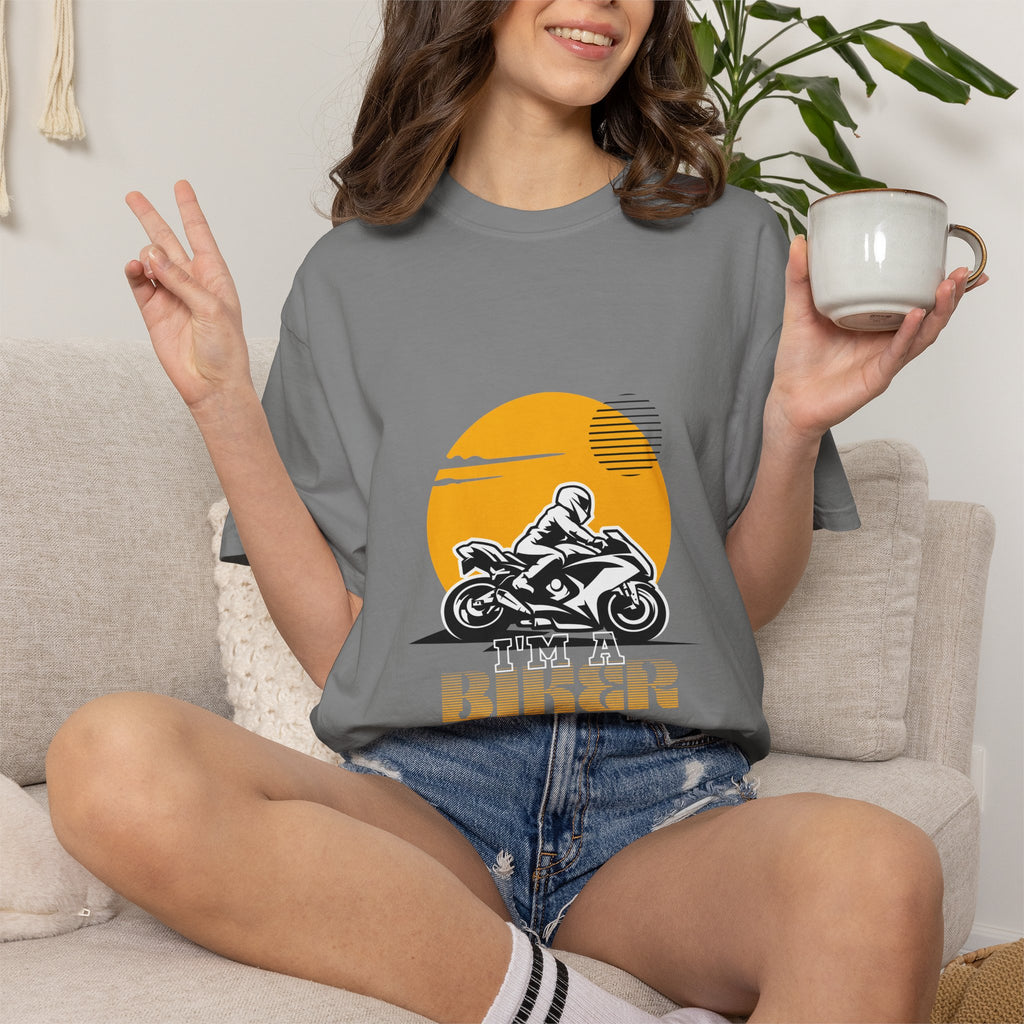 Motorcycle Rider T-Shirt — Retro Sunset Biker Graphic