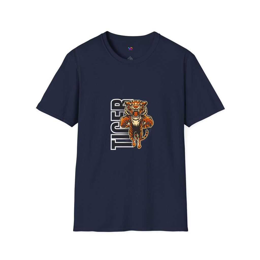 Tiger Graphic T-Shirt – Fierce Roaring Tiger Vertical Text Design