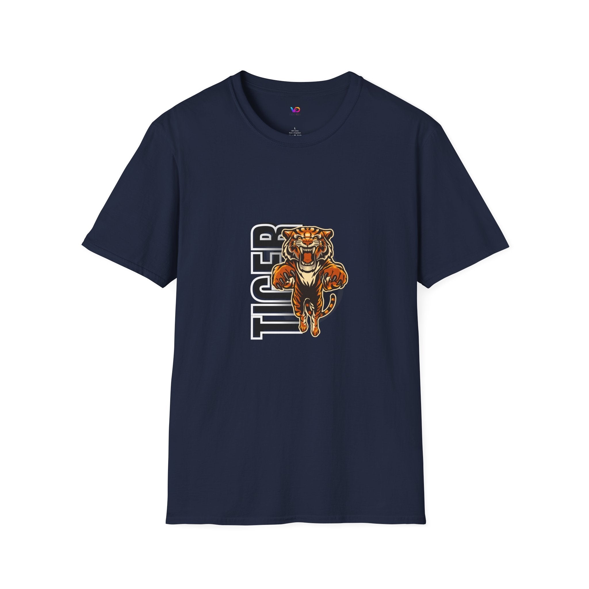 Tiger Graphic T-Shirt – Fierce Roaring Tiger Vertical Text Design