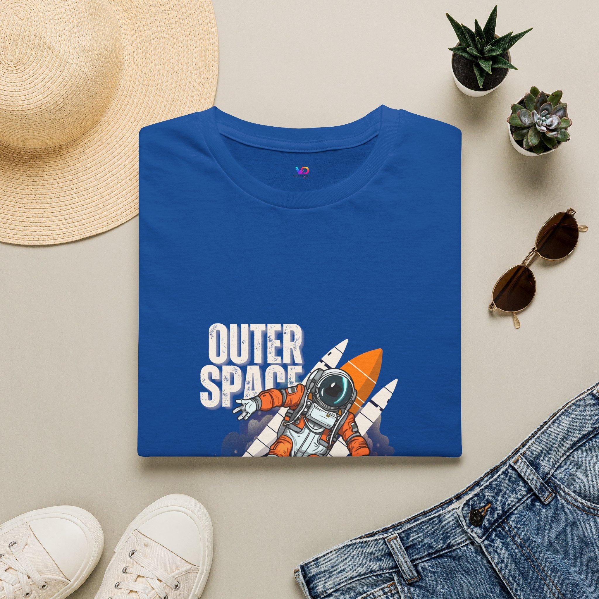 Outer Space Rocket Astronaut Tee — Retro Orange Space Shuttle T-Shirt